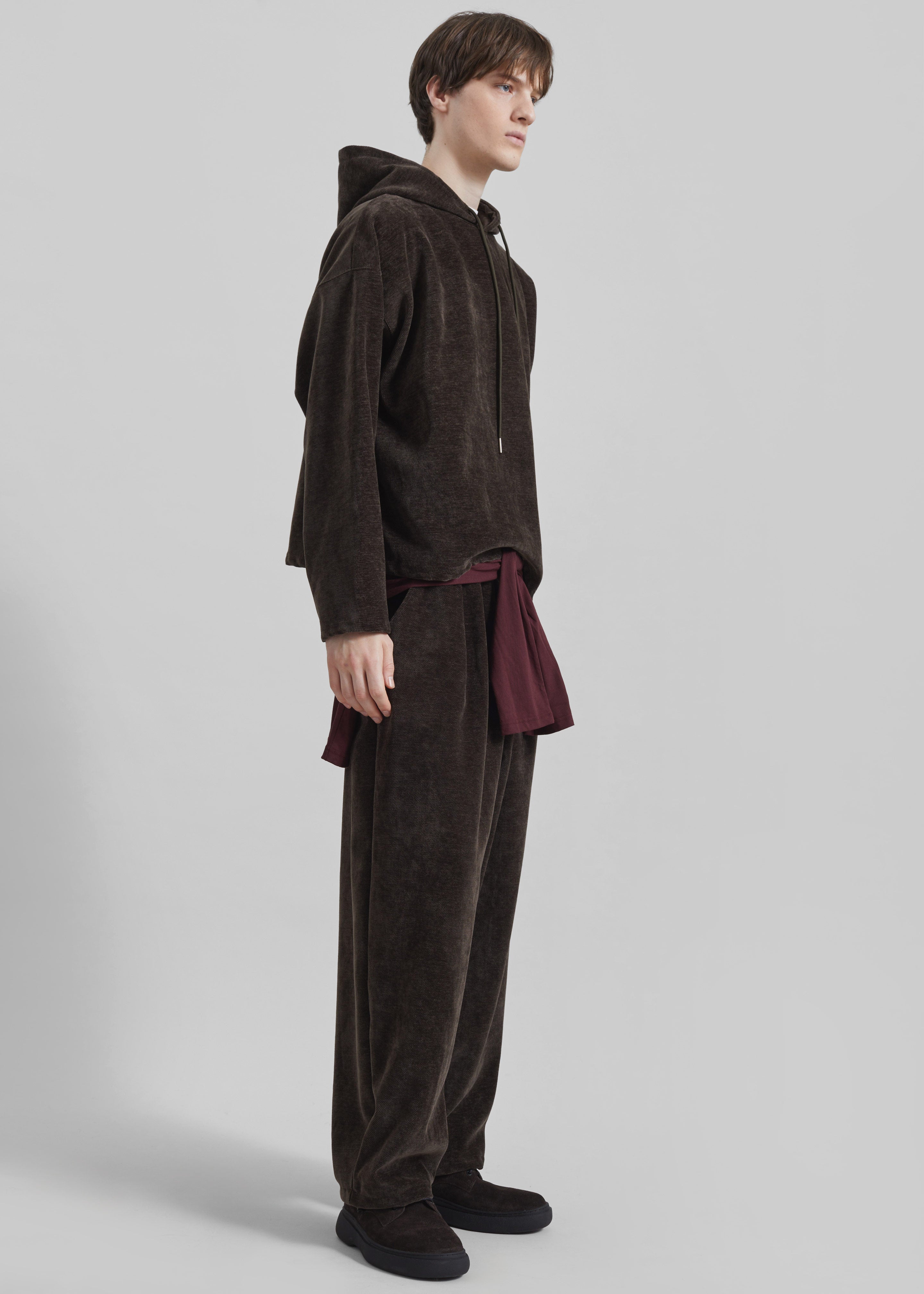 Caleb Velvet Hoodie - Brown - 4