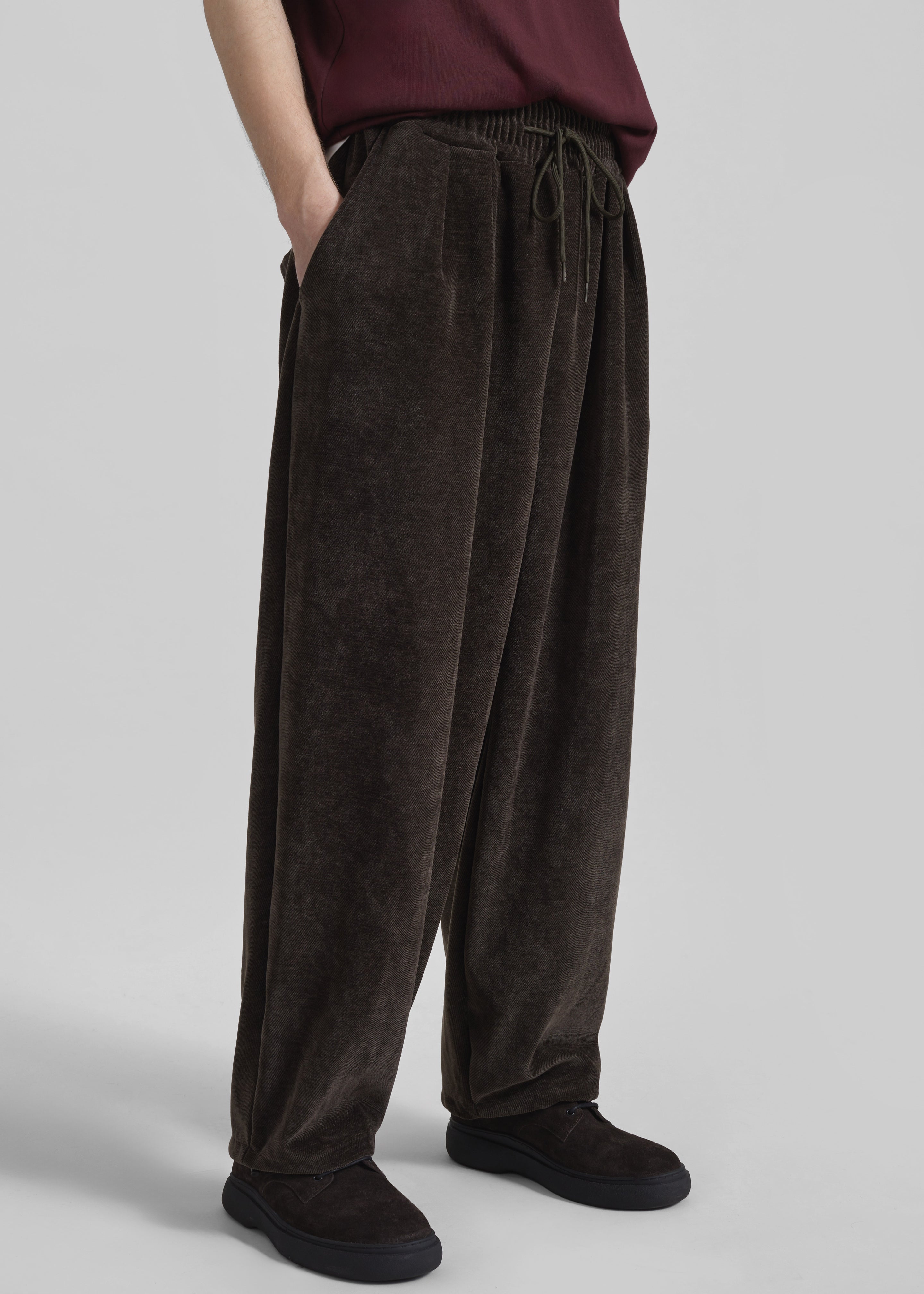 Caleb Velvet Joggers - Brown - 1