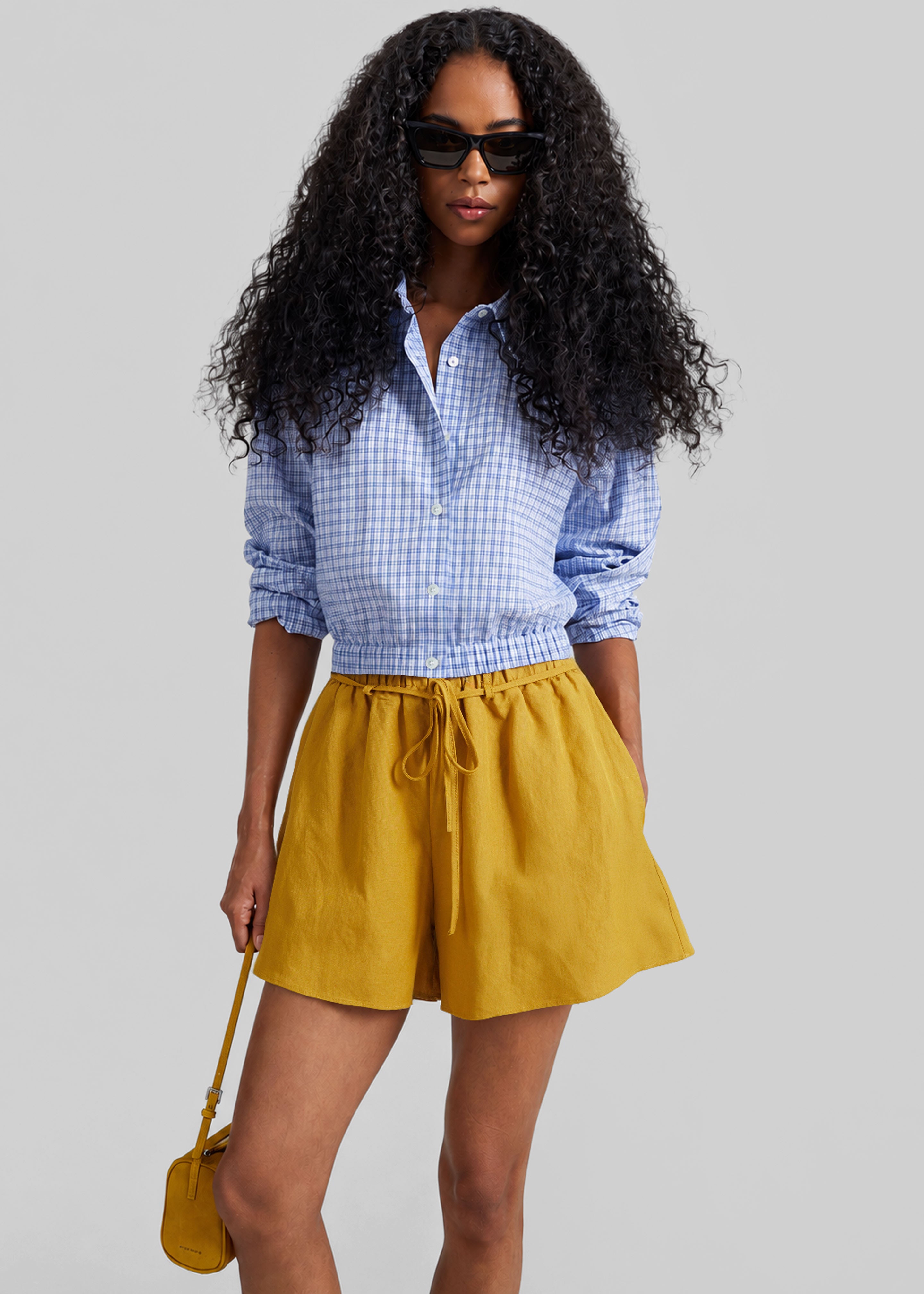 Caligny Linen Shorts - Mustard - 3