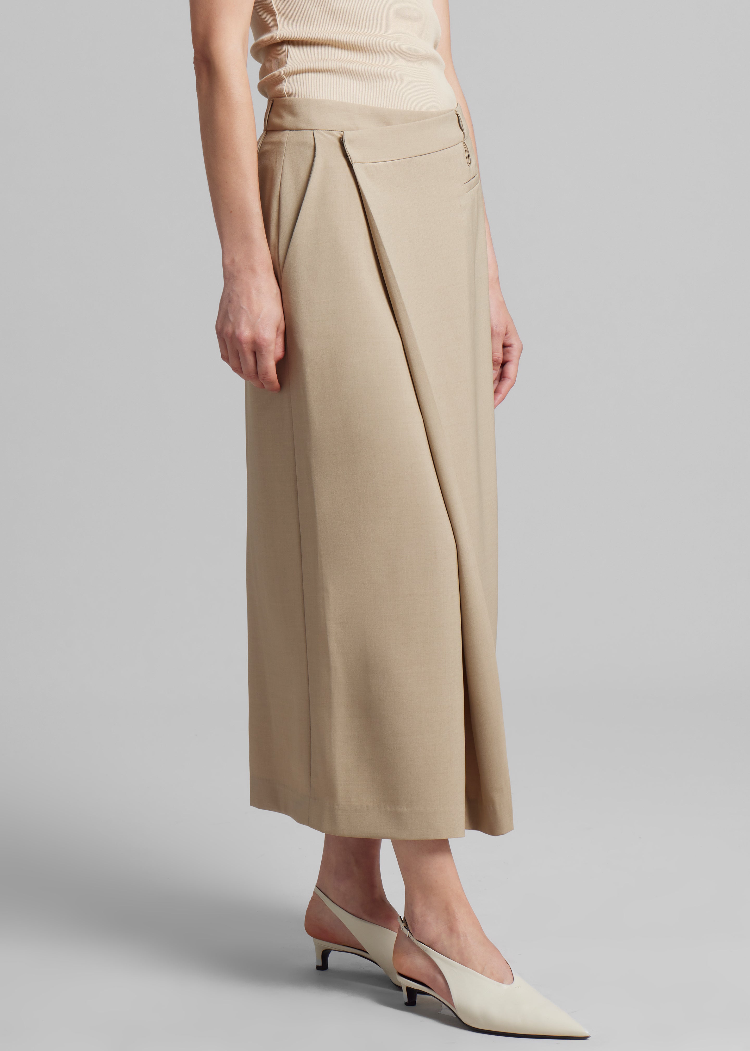 Calista Wrap Skirt - Beige - 4