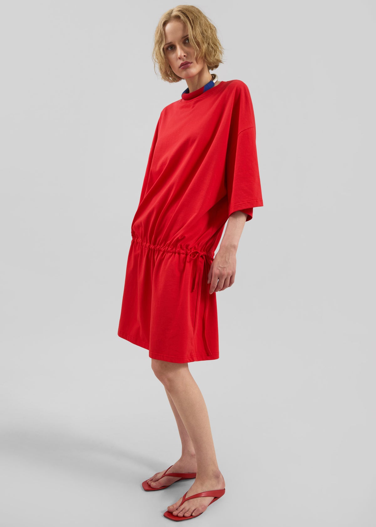 Calitri Drop Waist T-Shirt Dress - Red - 3