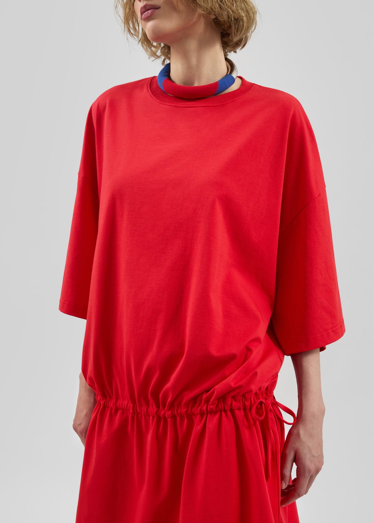 Calitri Drop Waist T-Shirt Dress - Red - 4