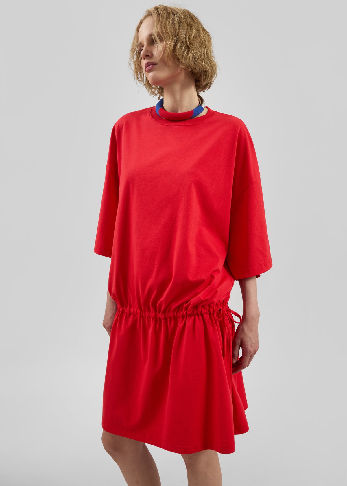 Calitri Drop Waist T-Shirt Dress - Red - 5