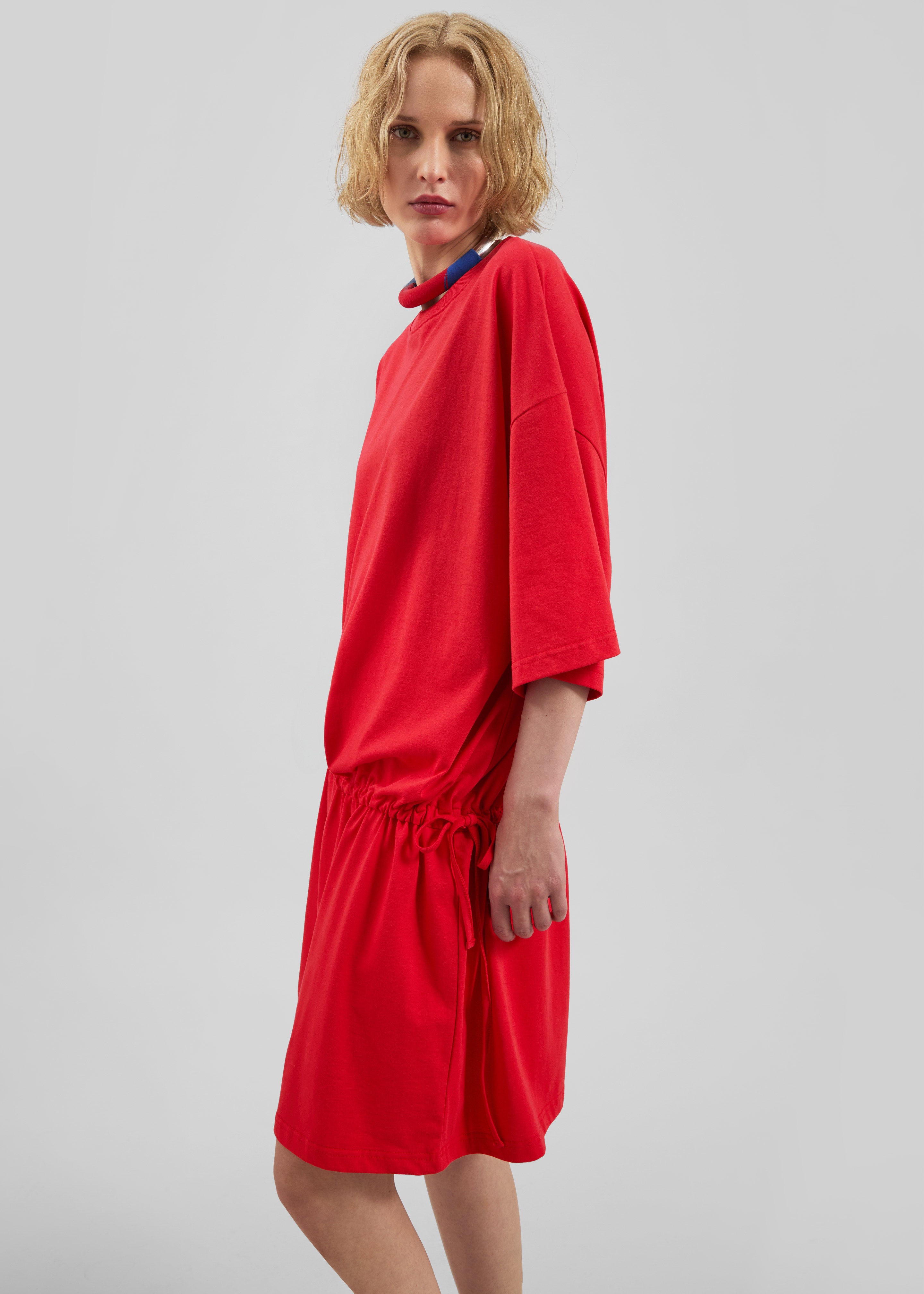 Calitri Drop Waist T-Shirt Dress - Red - 6