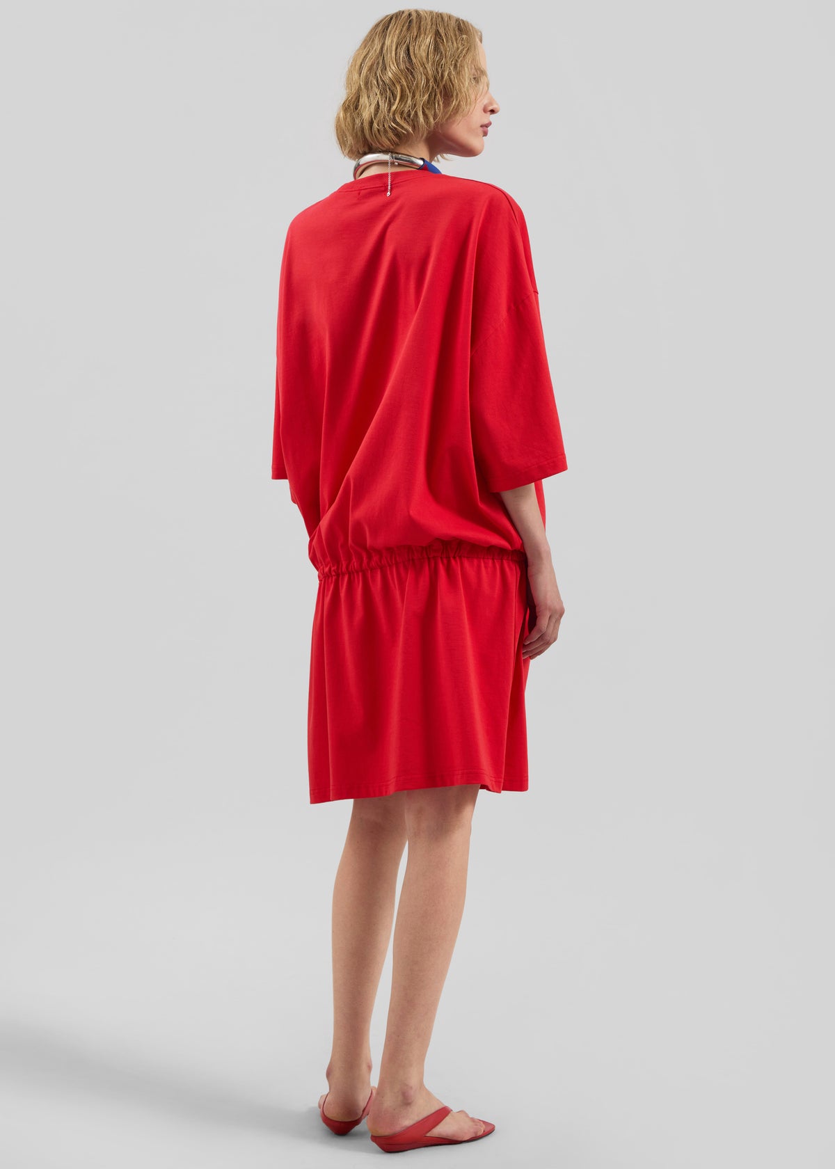 Calitri Drop Waist T-Shirt Dress - Red - 7