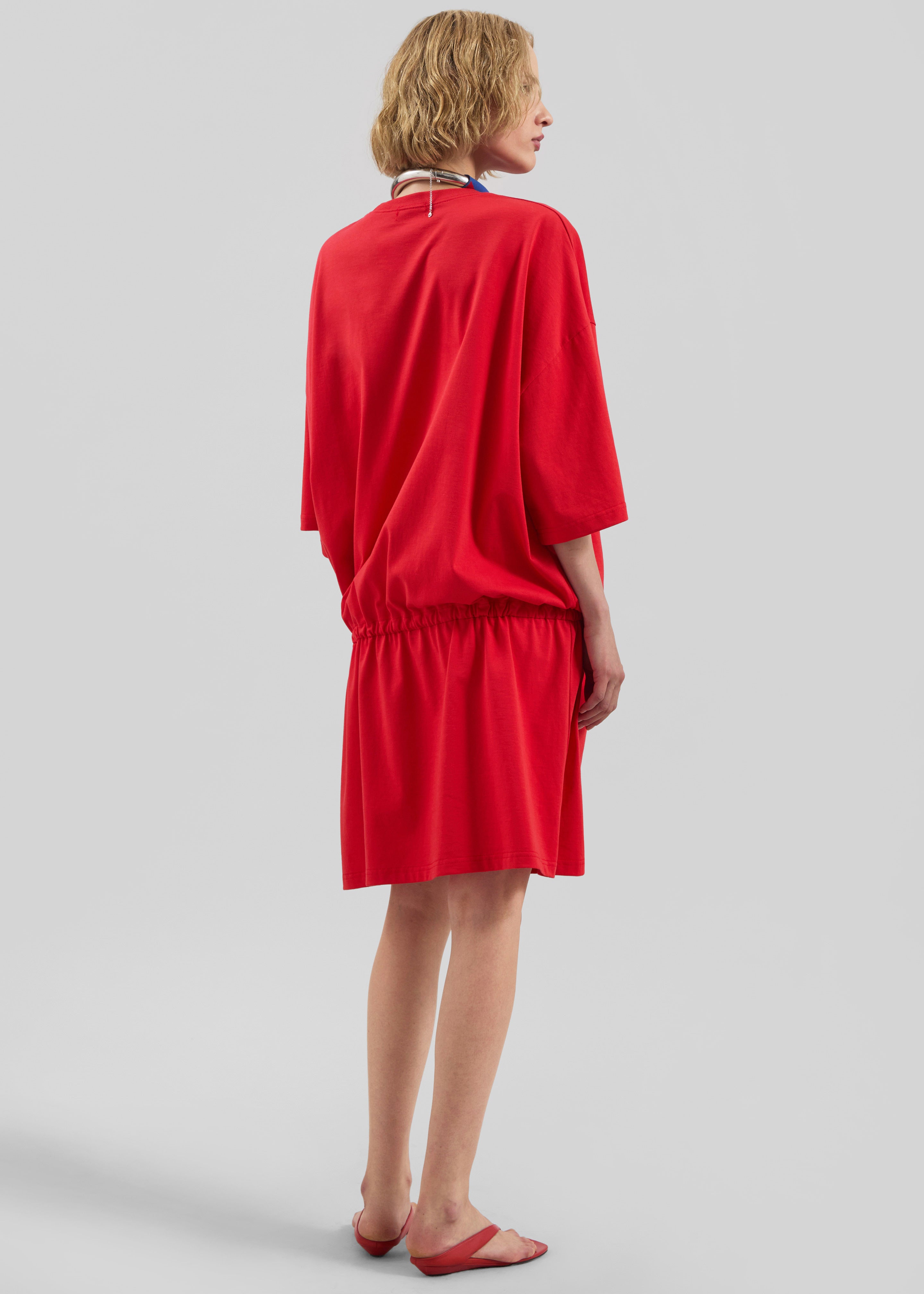 Calitri Drop Waist T-Shirt Dress - Red - 7
