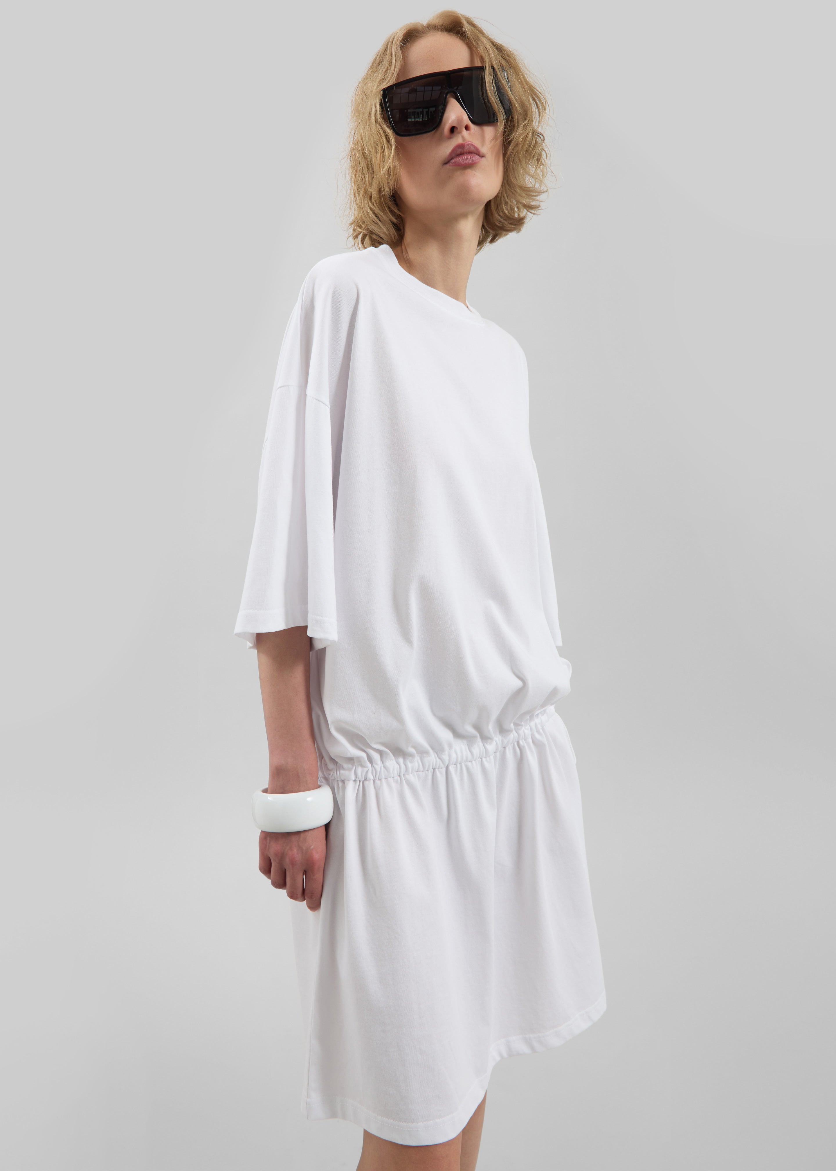 Calitri Drop Waist T-Shirt Dress - White - 5
