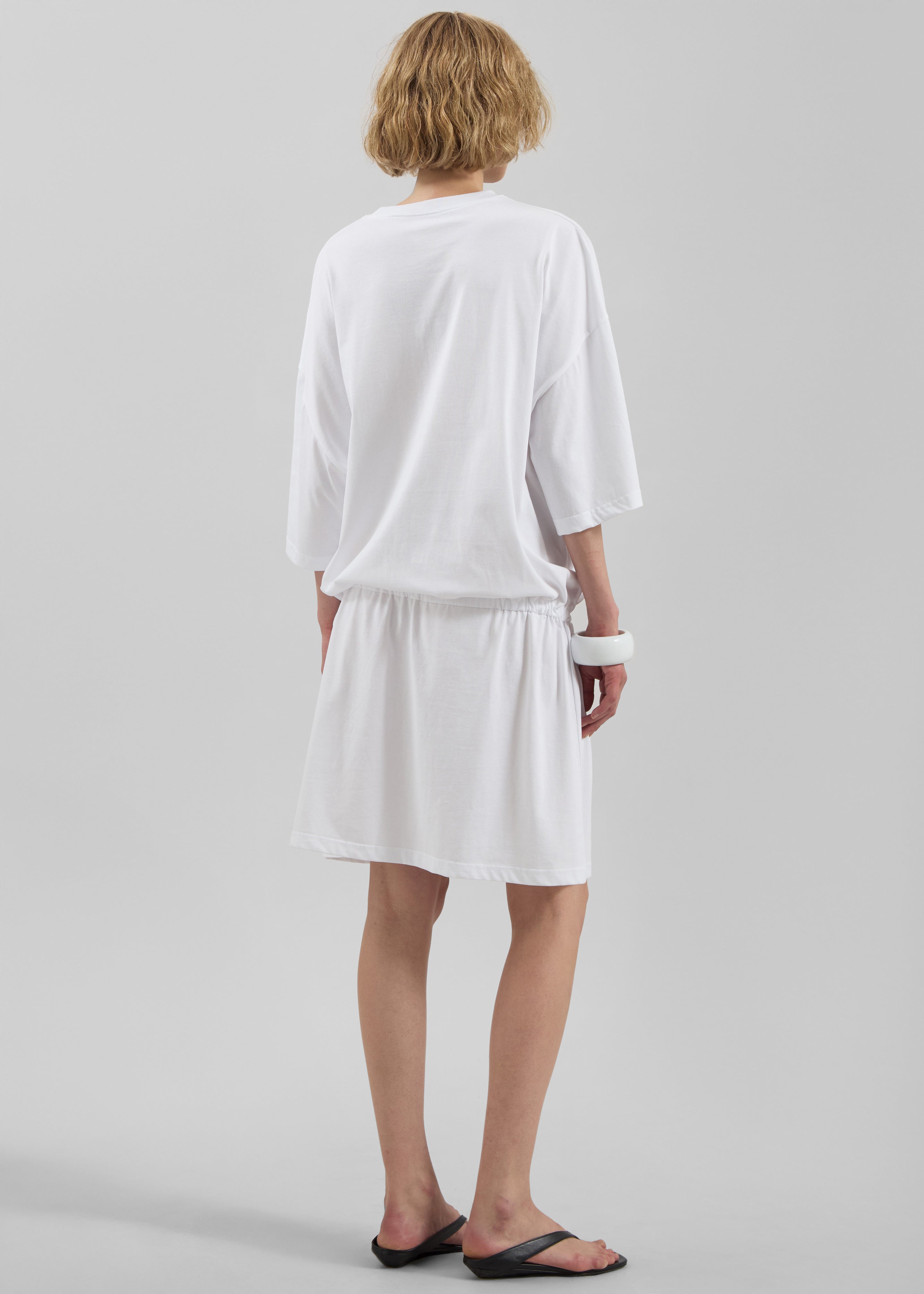 Calitri Drop Waist T-Shirt Dress - White - 6