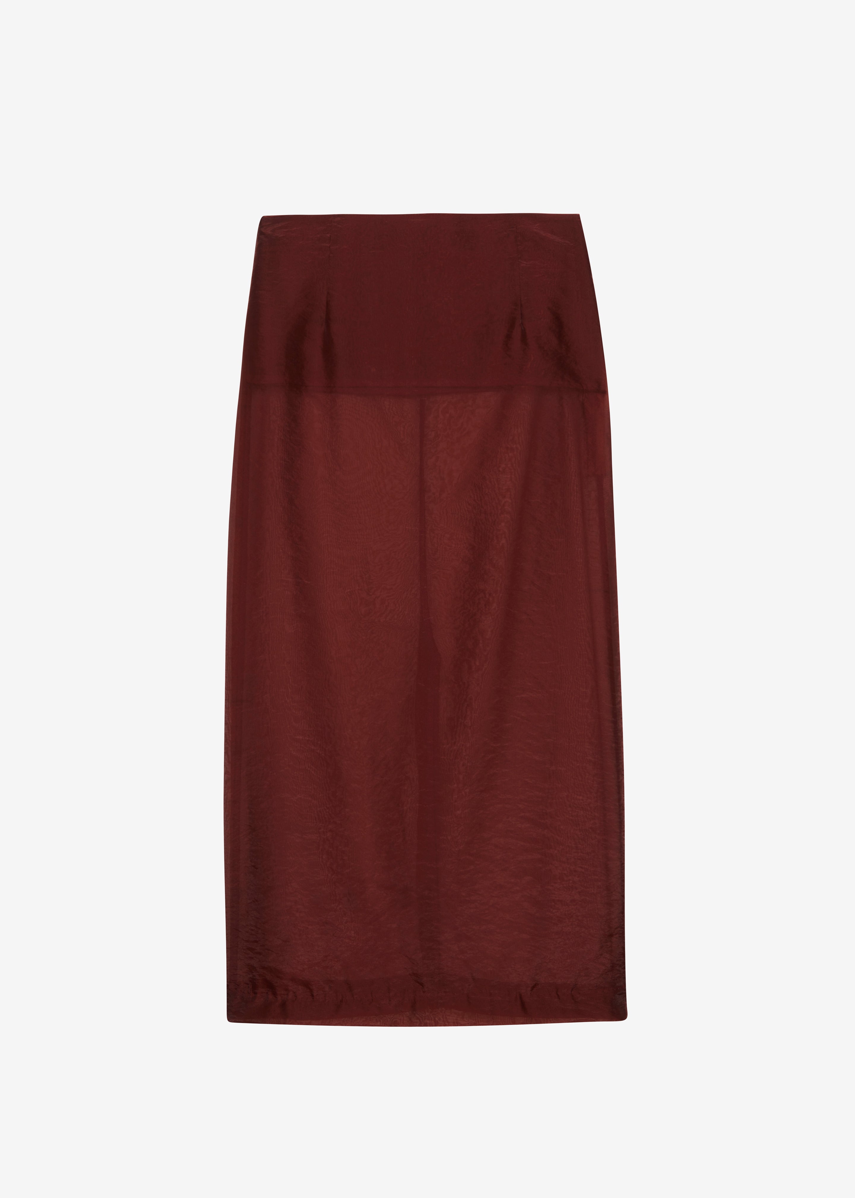 Calliope Semi Sheer Midi Skirt - Burgundy - 10