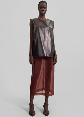 Calliope Semi Sheer Midi Skirt - Burgundy