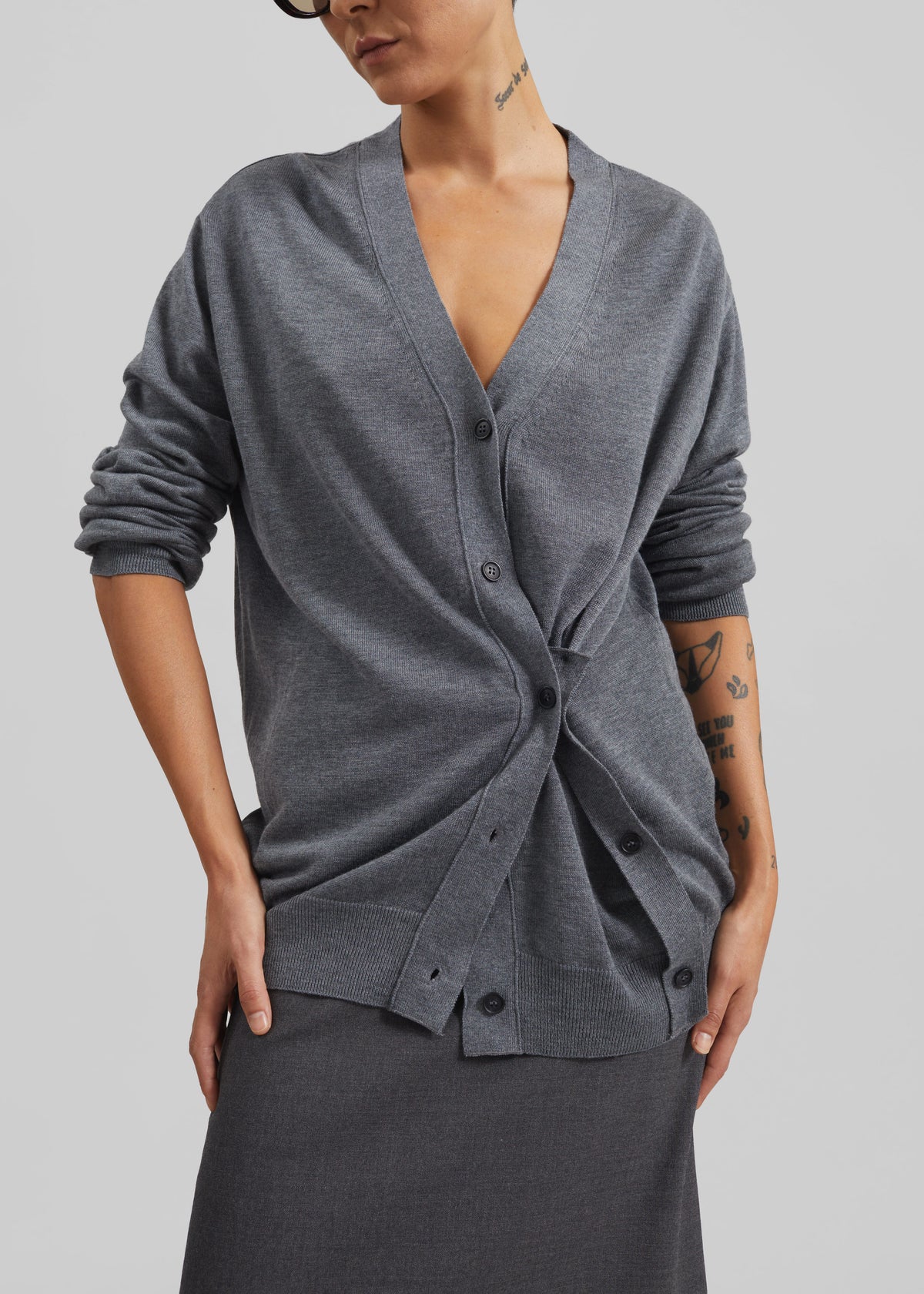 Calvane Two-Way Cardigan - Grey - 6