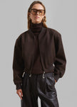 Camille Wool Bomber - Dark Chocolate