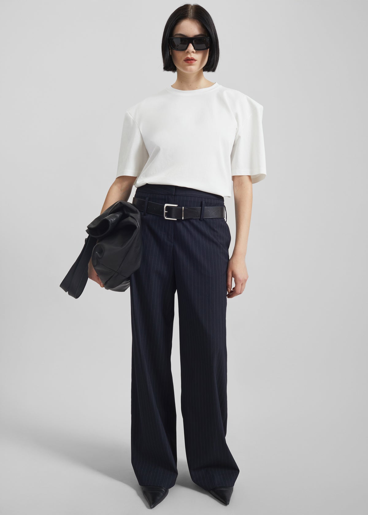 Camlez Low Belt Loop Trousers - Navy Pinstripe - 4