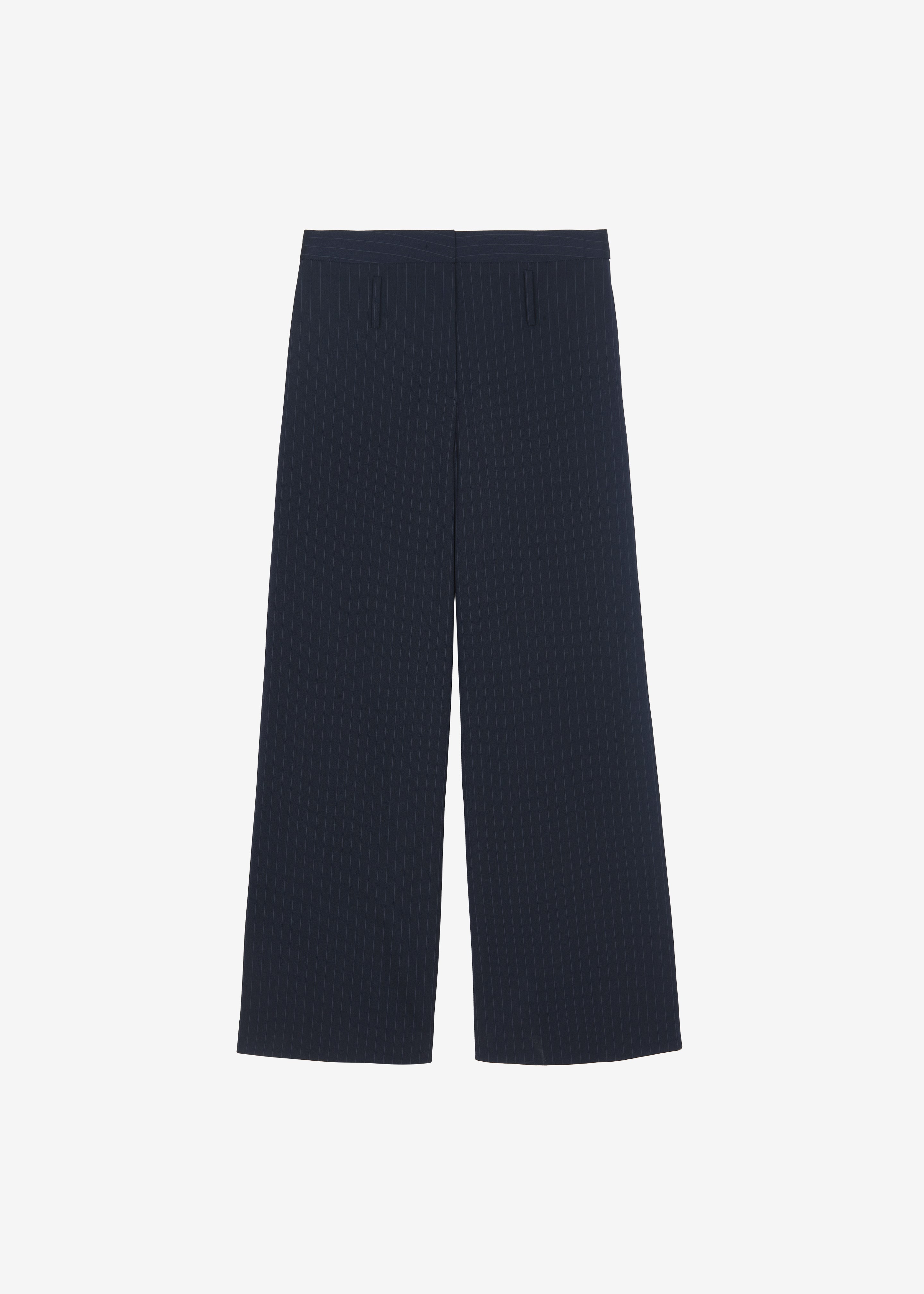 Camlez Low Belt Loop Trousers - Navy Pinstripe - 12