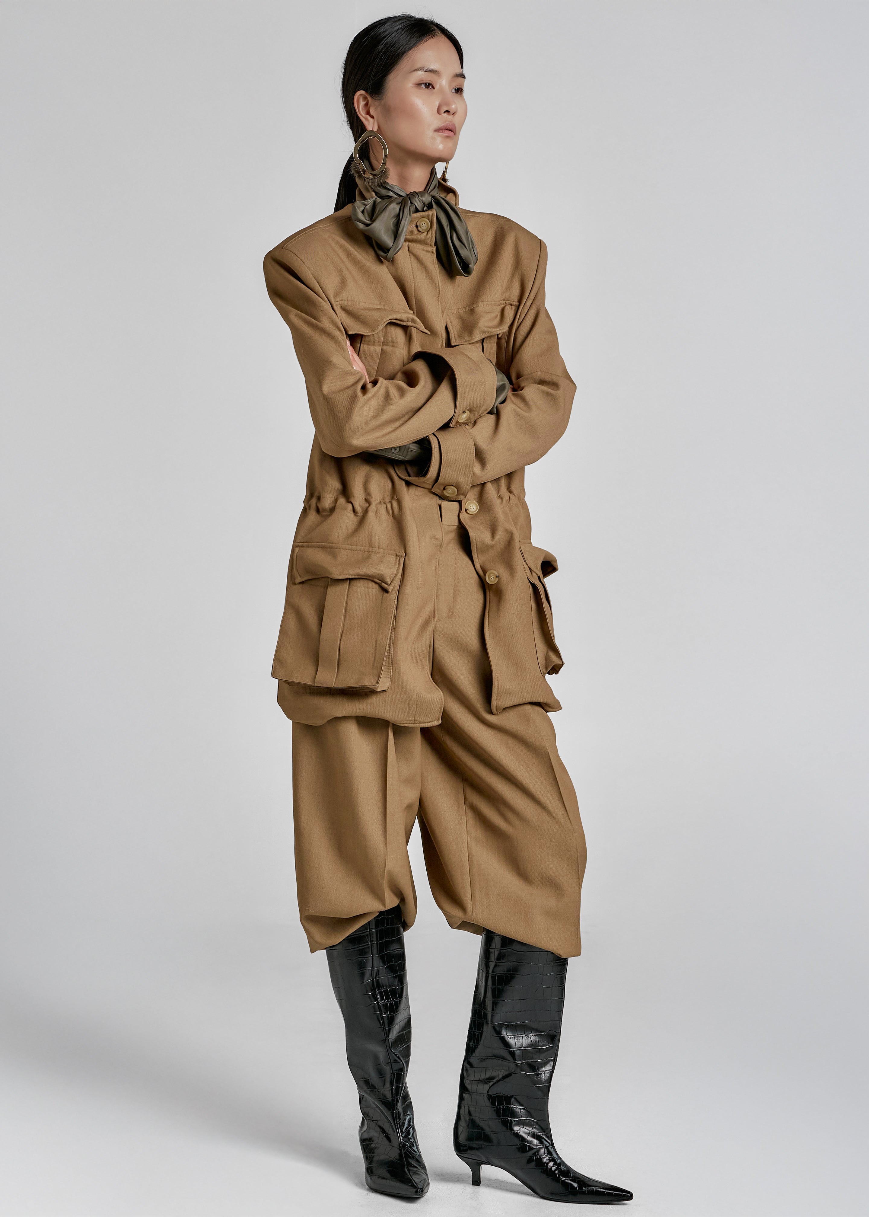 Canberra Pleated Trousers - Camel - 3