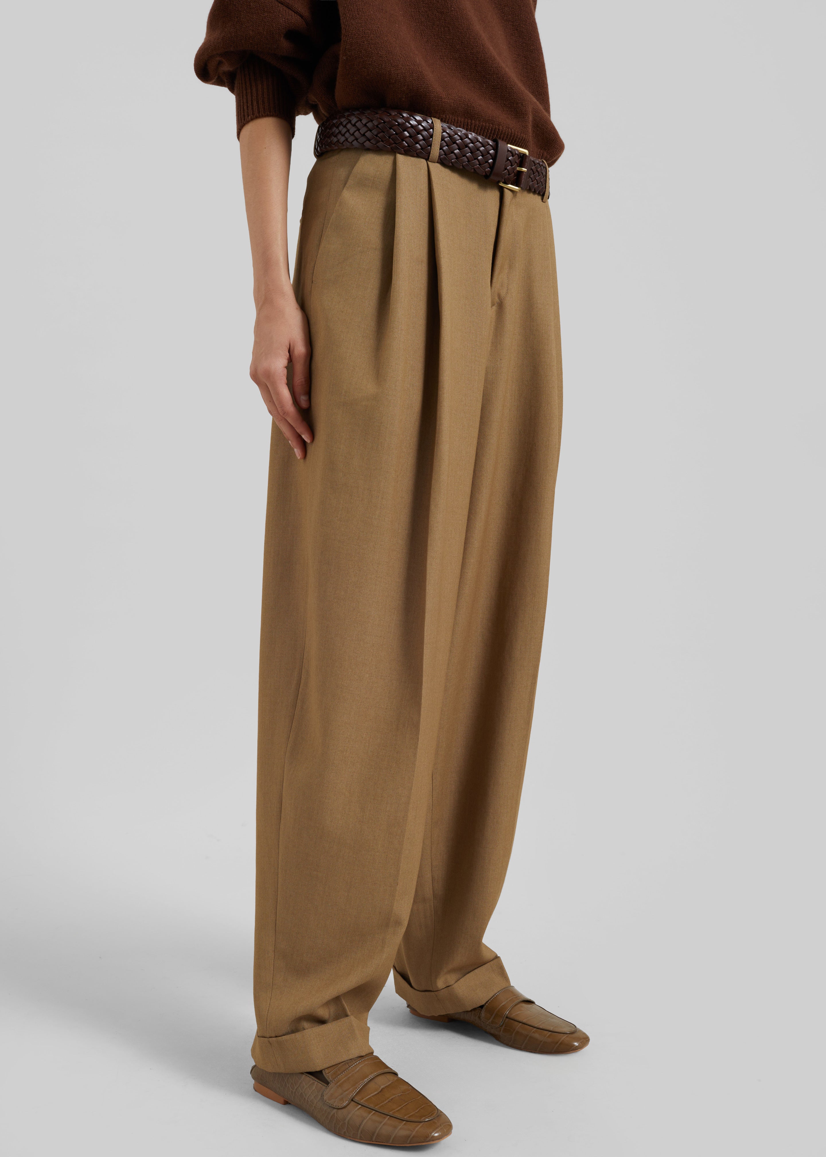 Canberra Pleated Trousers - Camel - 8