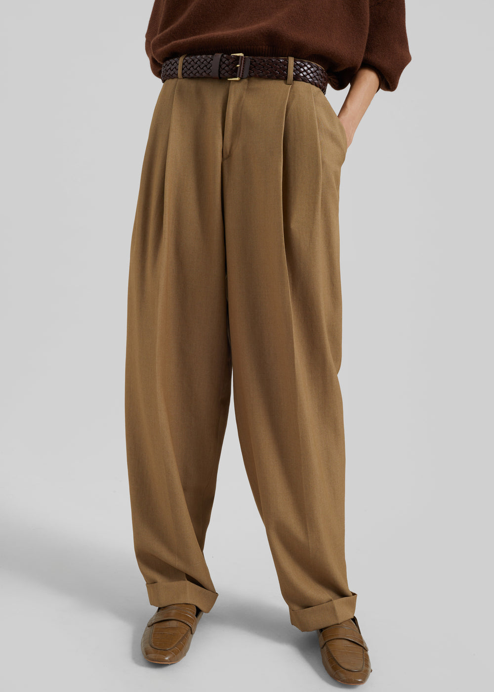 Canberra Pleated Trousers - Camel