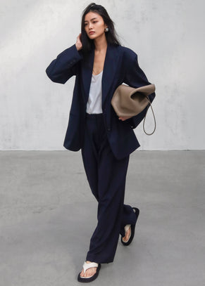 Canmore Pleated Trousers - Navy