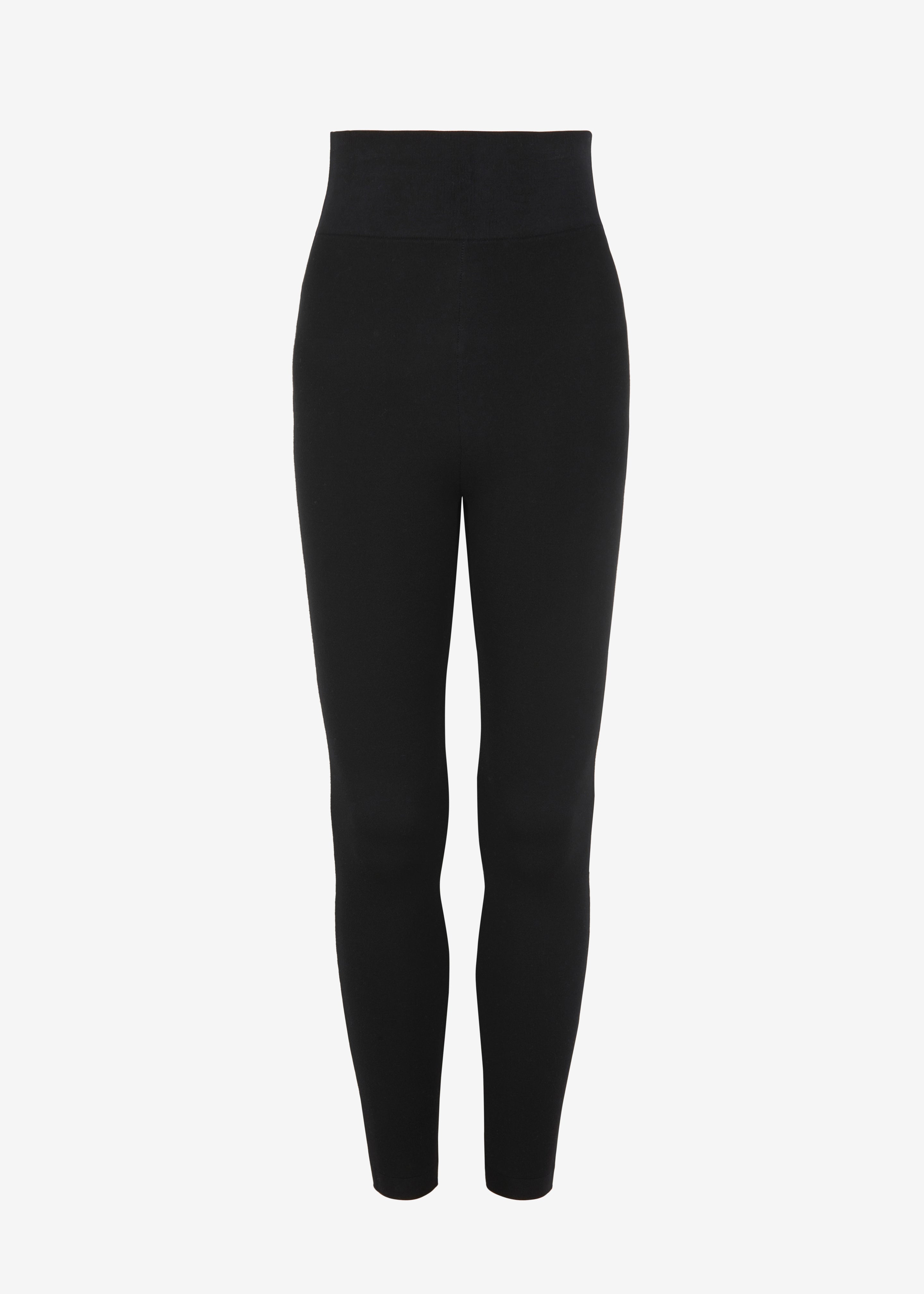 Basic Ribbed Knit Leggings - Black