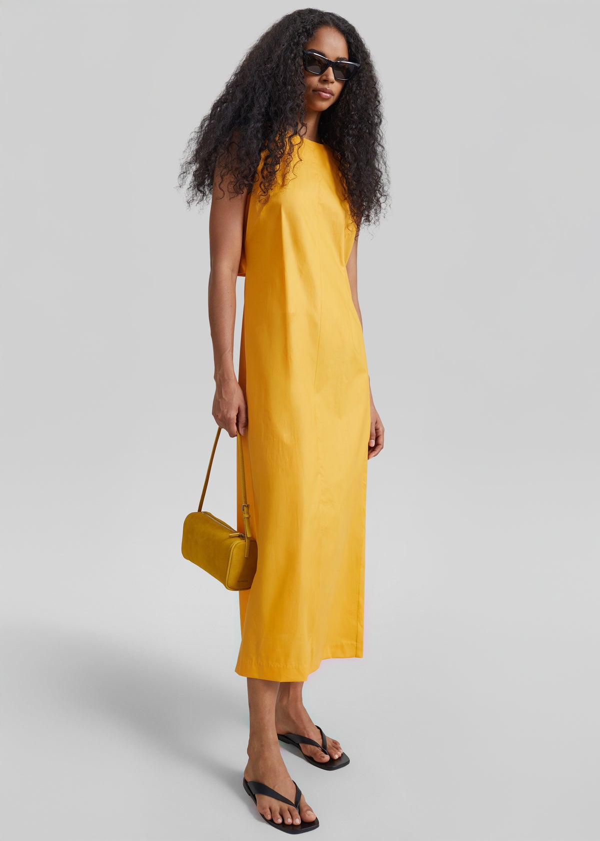 Carinola Poplin Open Back Midi Dress - Orange - 2