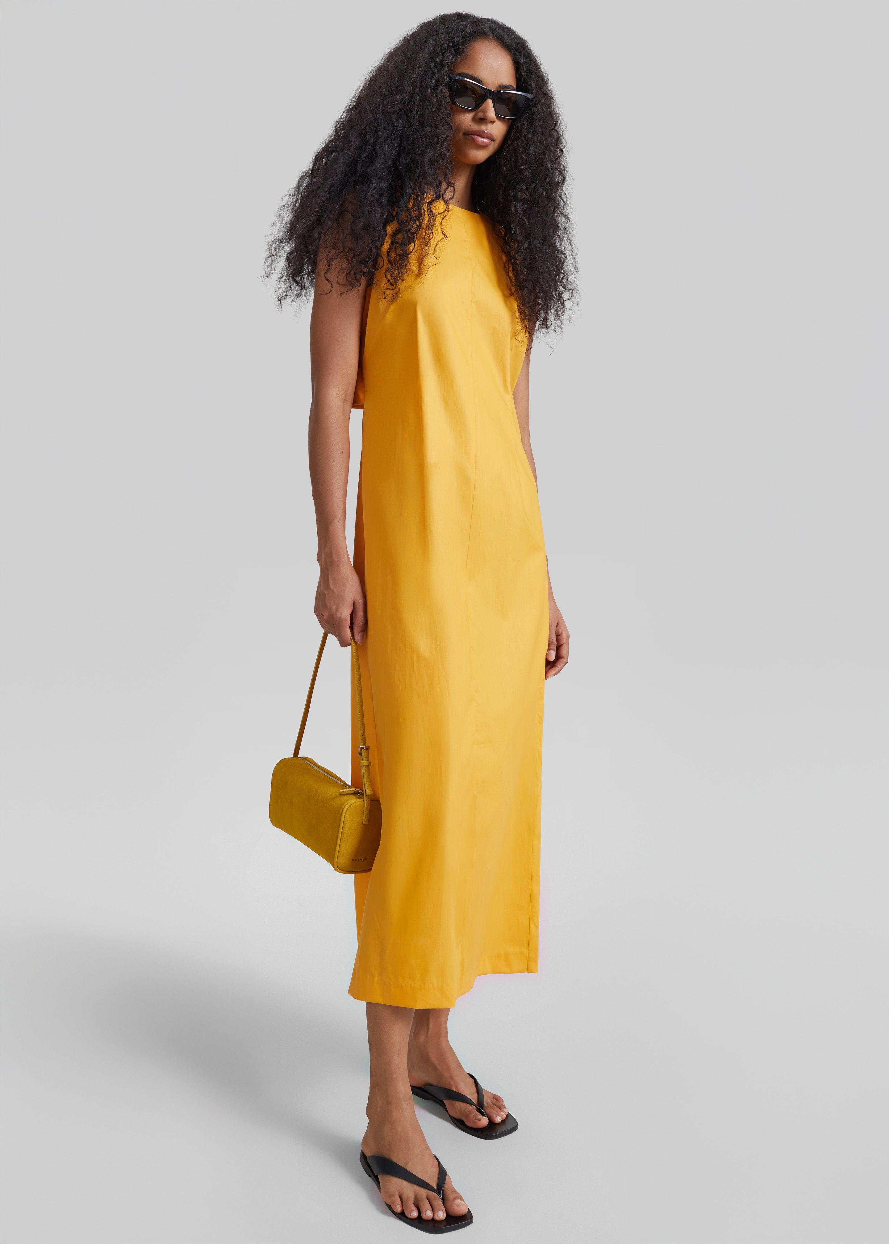 Carinola Poplin Open Back Midi Dress - Orange - 2