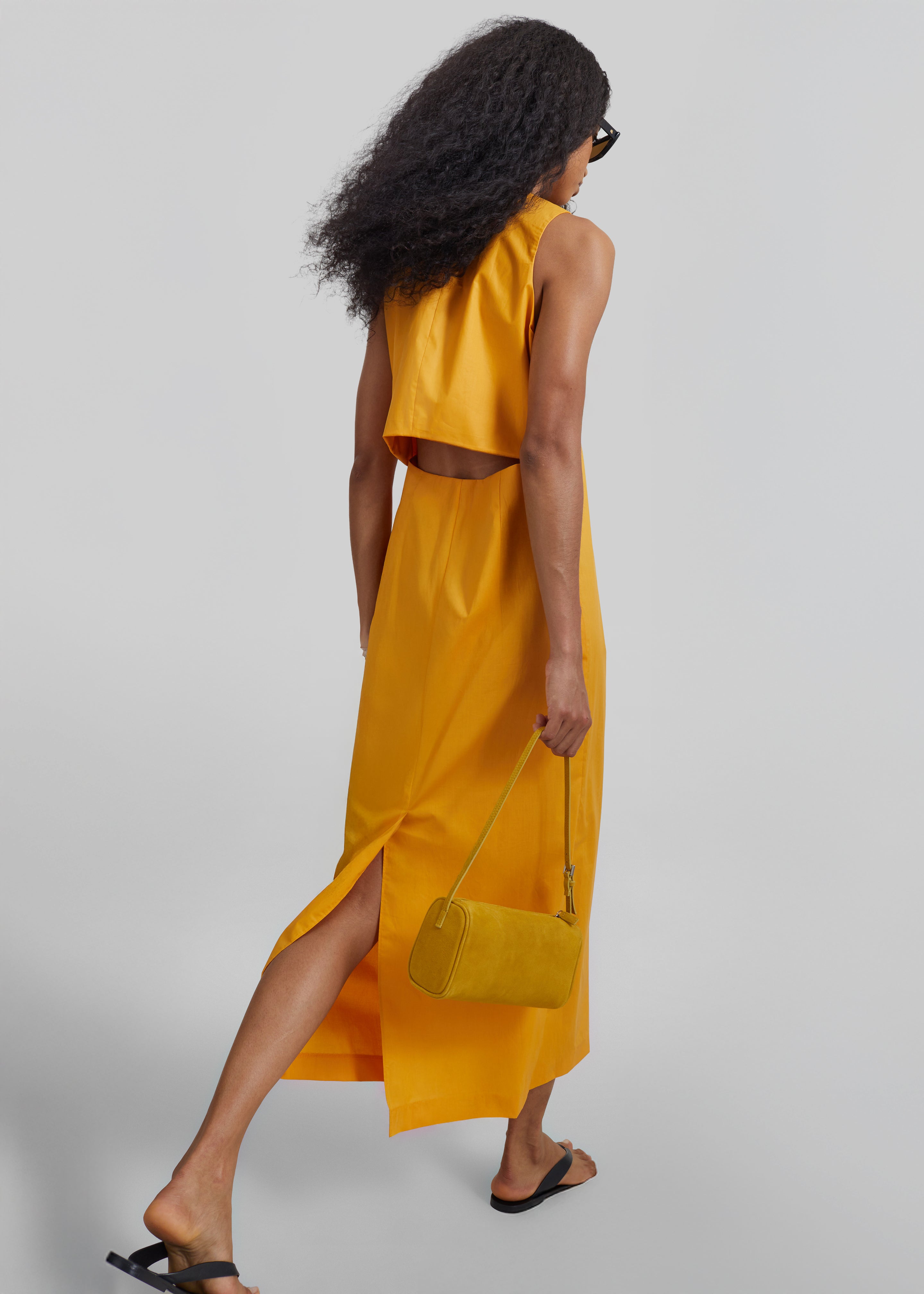 Carinola Poplin Open Back Midi Dress - Orange - 1