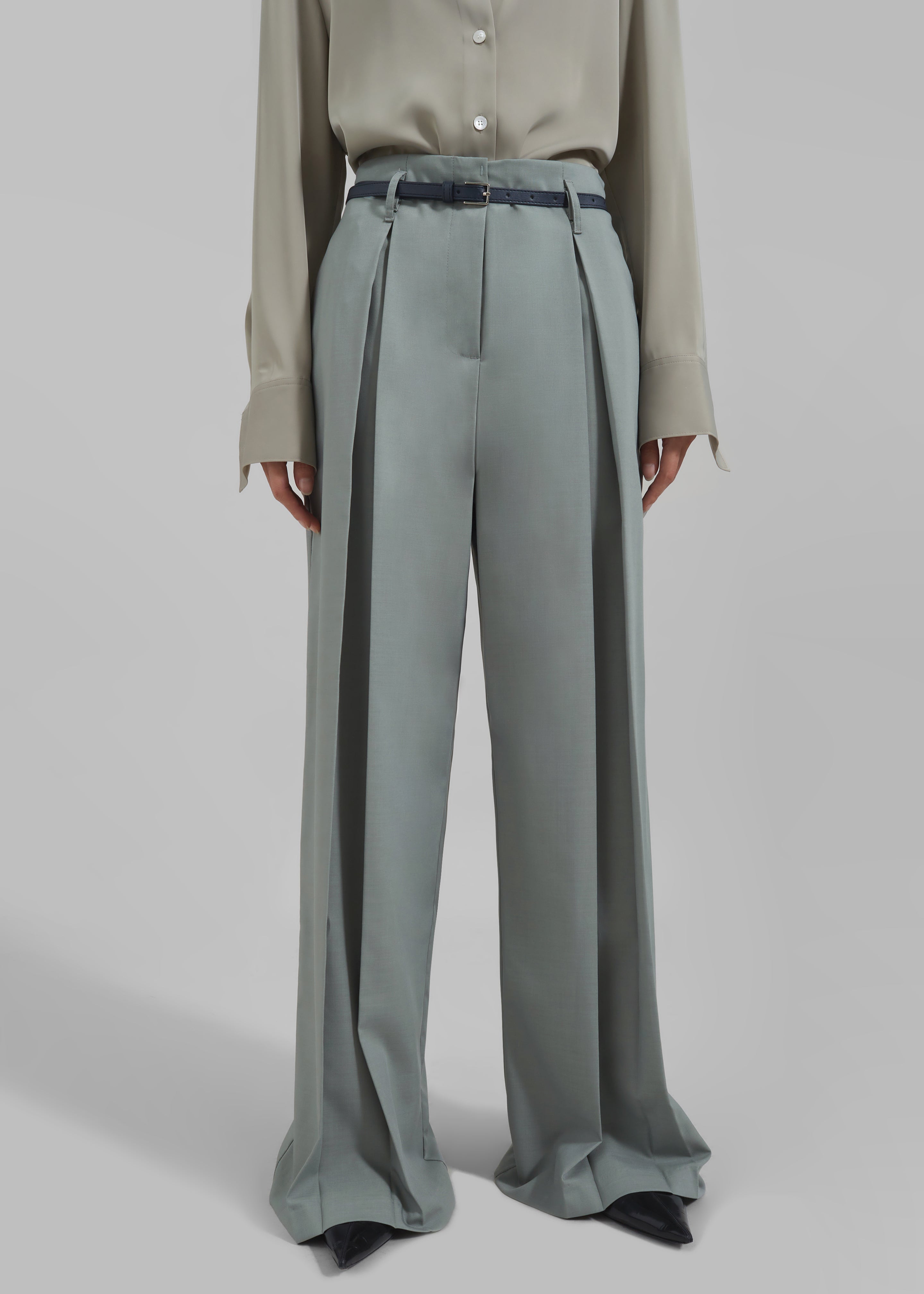 Caris Belted Trousers - Grey - 2