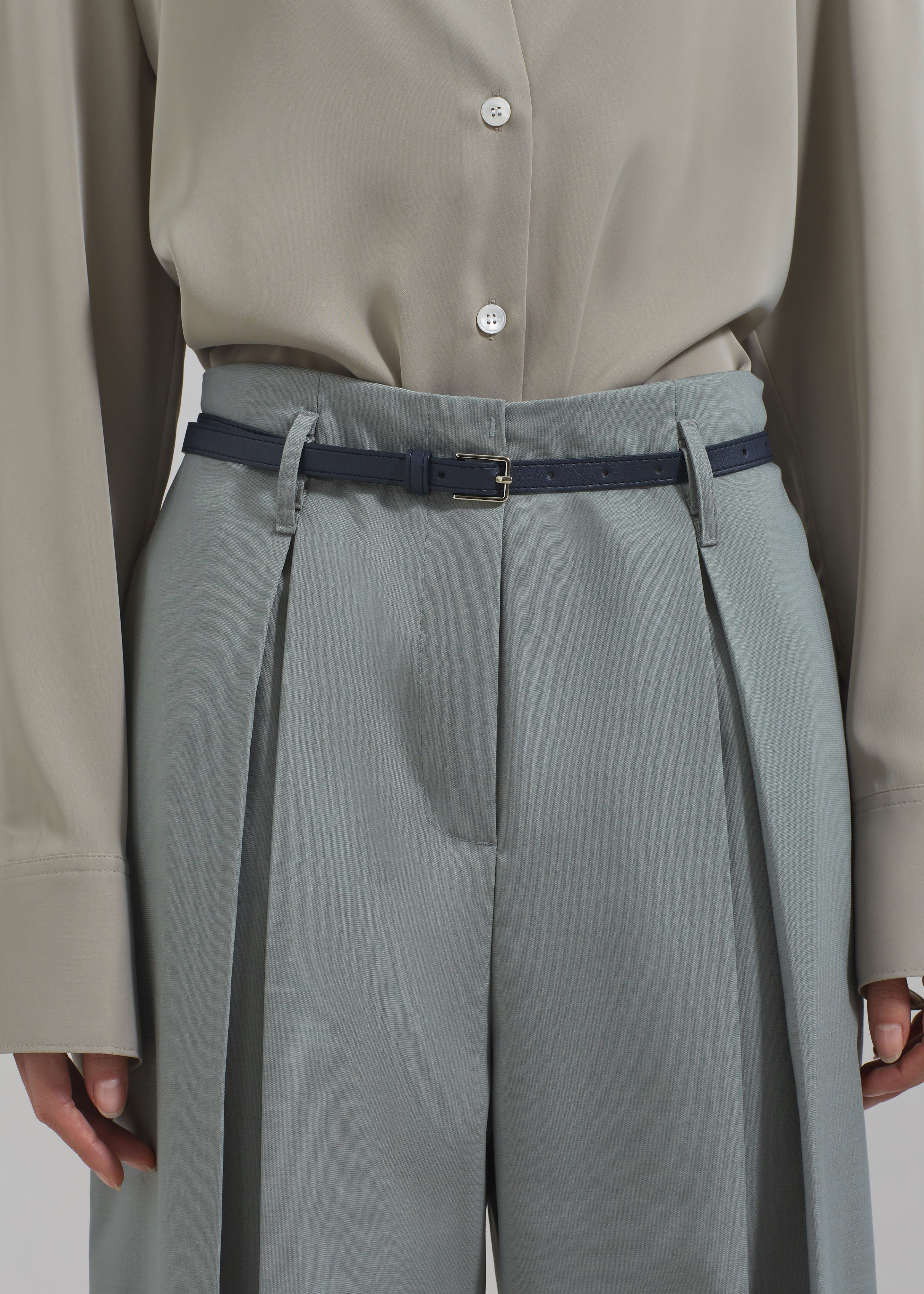 Caris Belted Trousers - Grey - 5