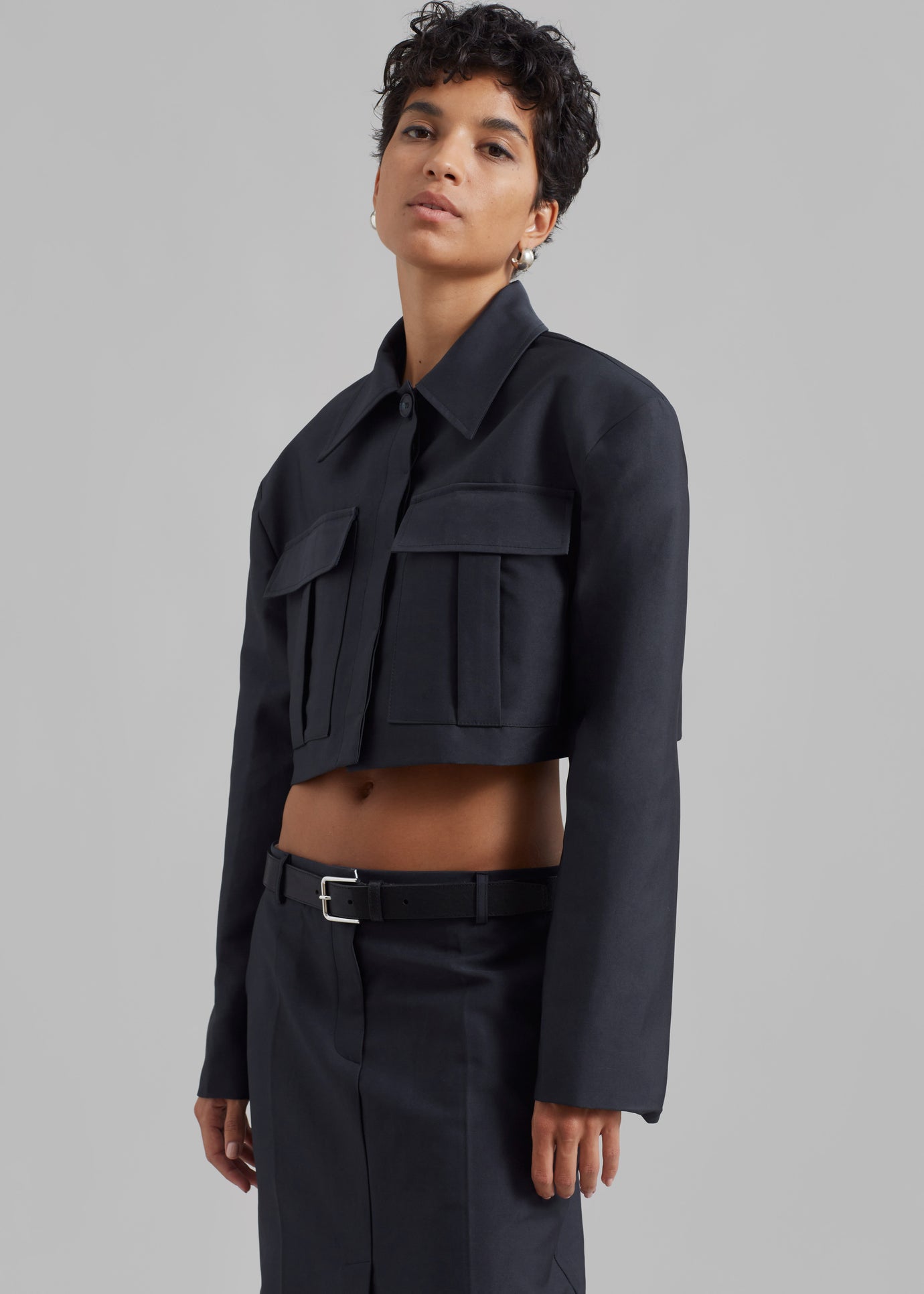 Carley Cropped Jacket - Charcoal