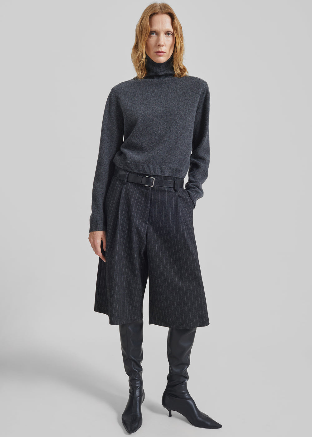 Carlow Bermuda Shorts - Charcoal/White Pinstripe - 1