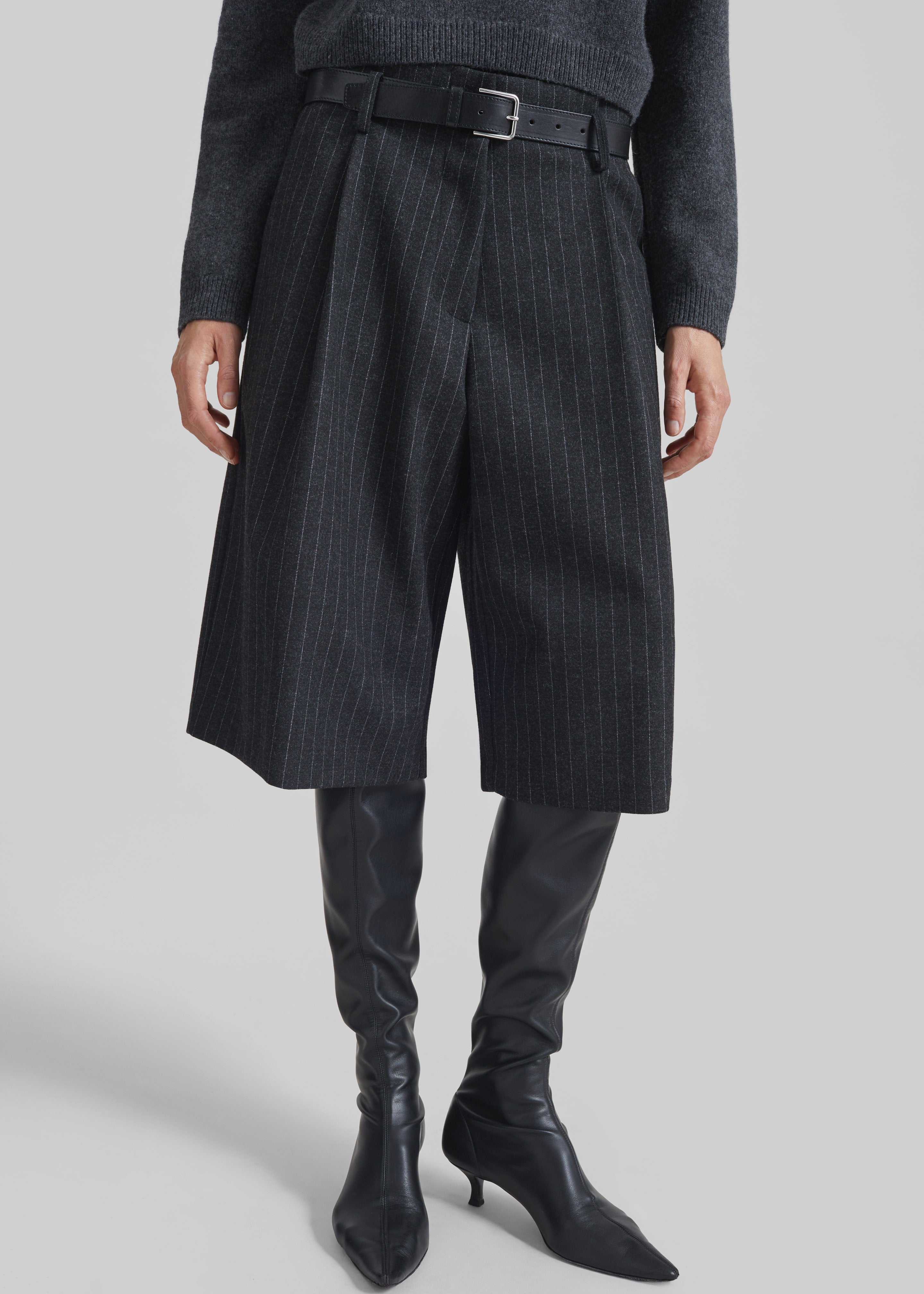 Carlow Bermuda Shorts - Charcoal/White Pinstripe - 2