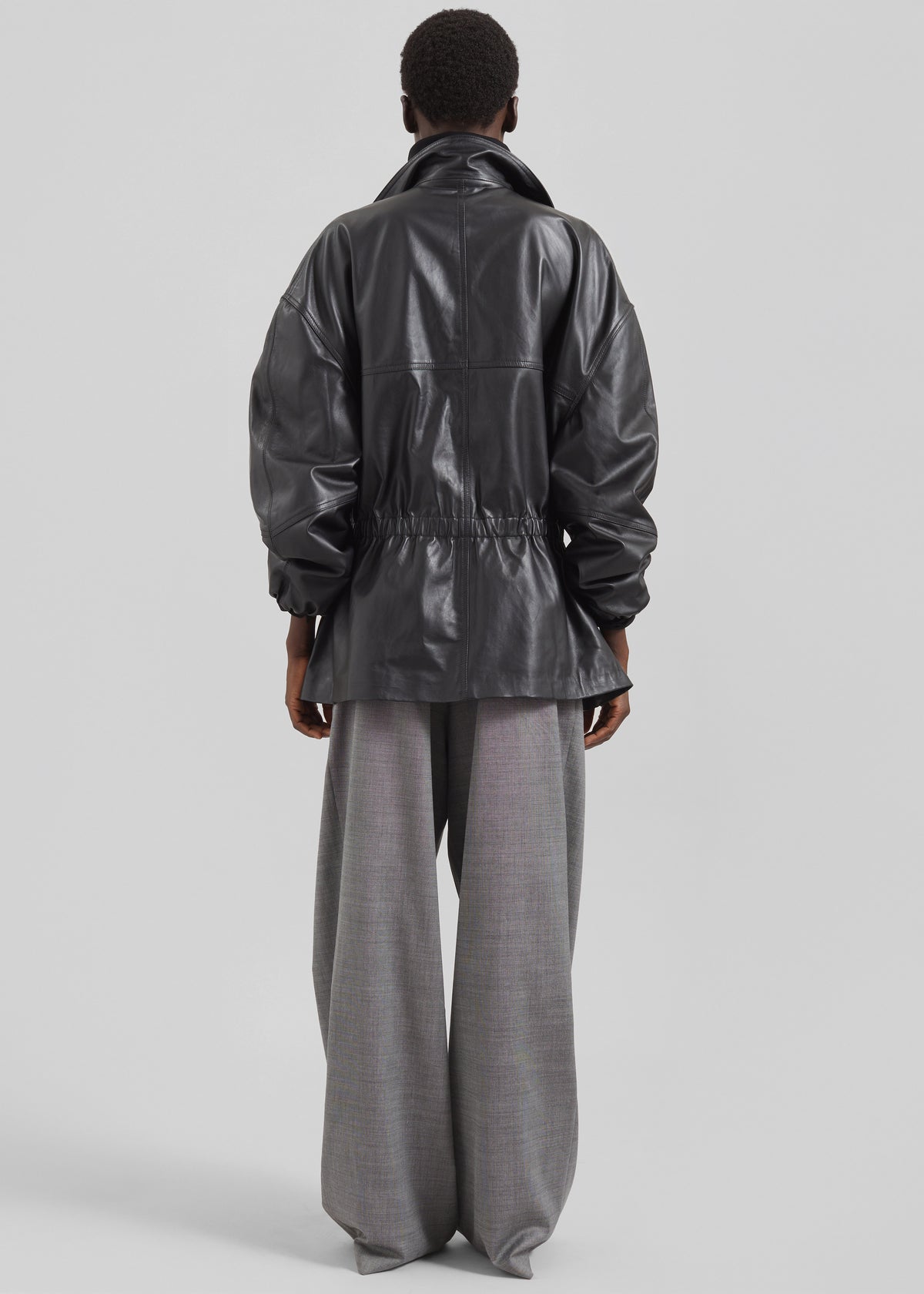 Carnaby Funnel Neck Leather Jacket - Black - 5