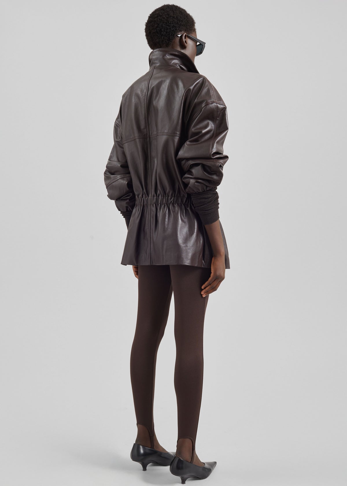 Carnaby Funnel Neck Leather Jacket - Dark Plum - 6