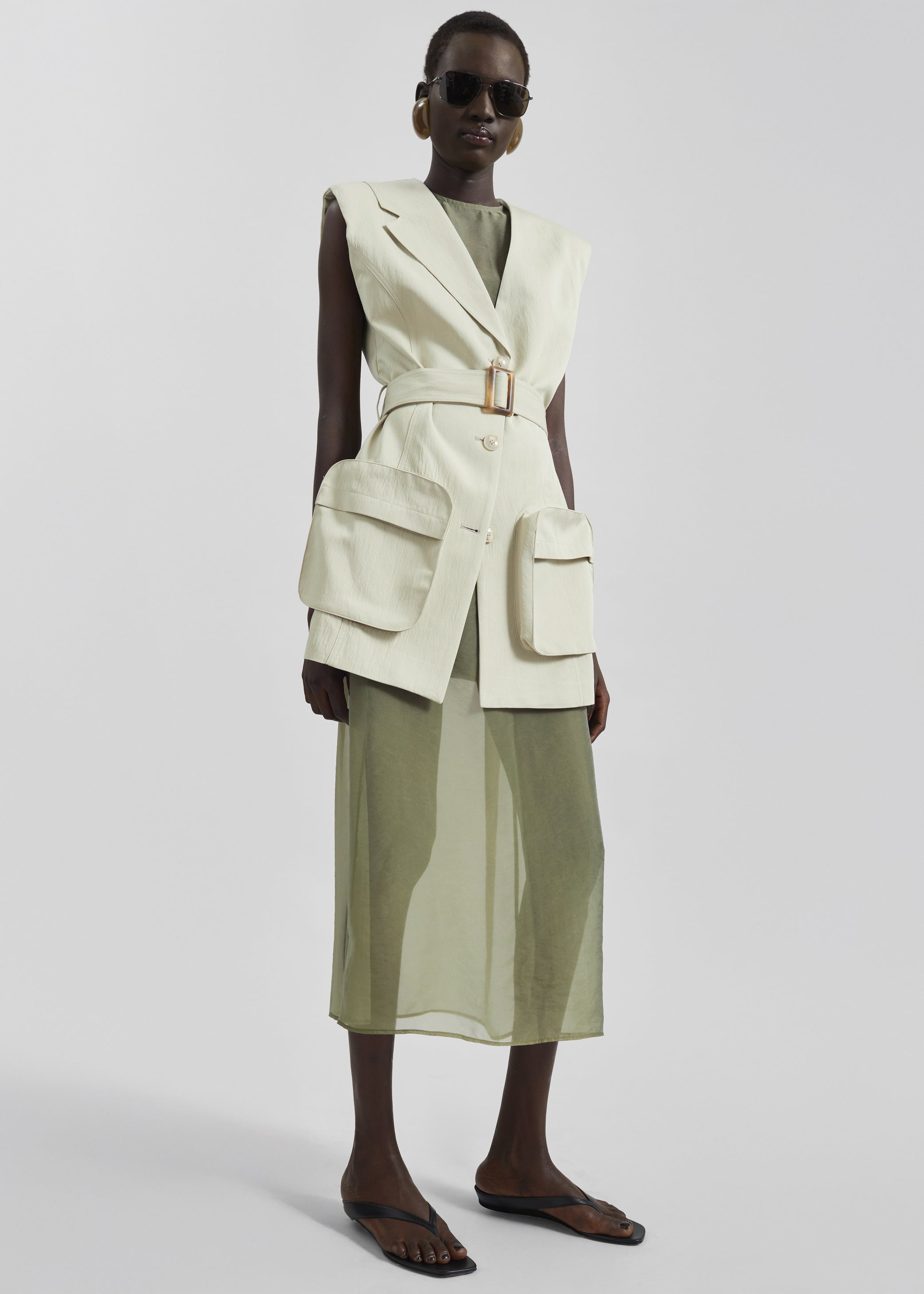 Shop the look image for Carral Belted Vest - Pale Green