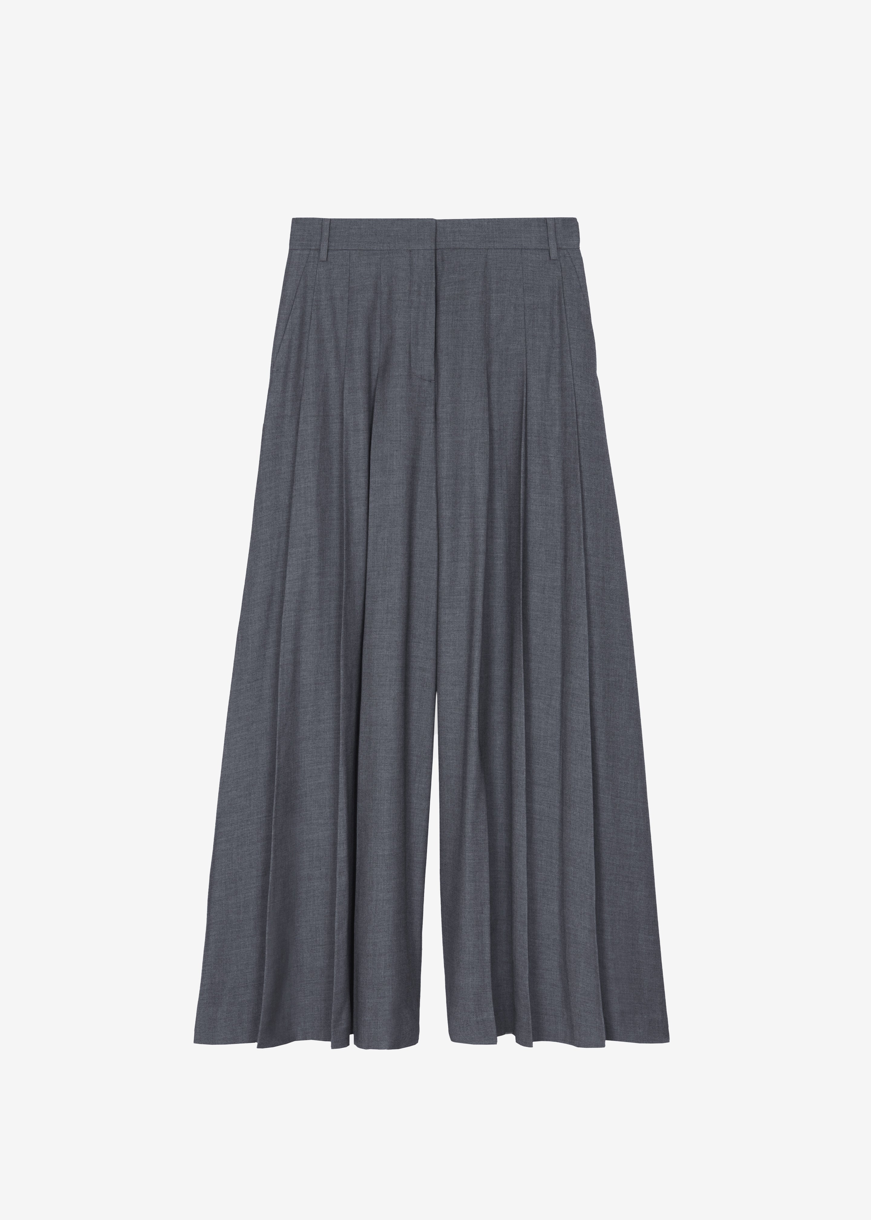 Carrick Pleated Wide Trousers - Dark Grey Melange - 15
