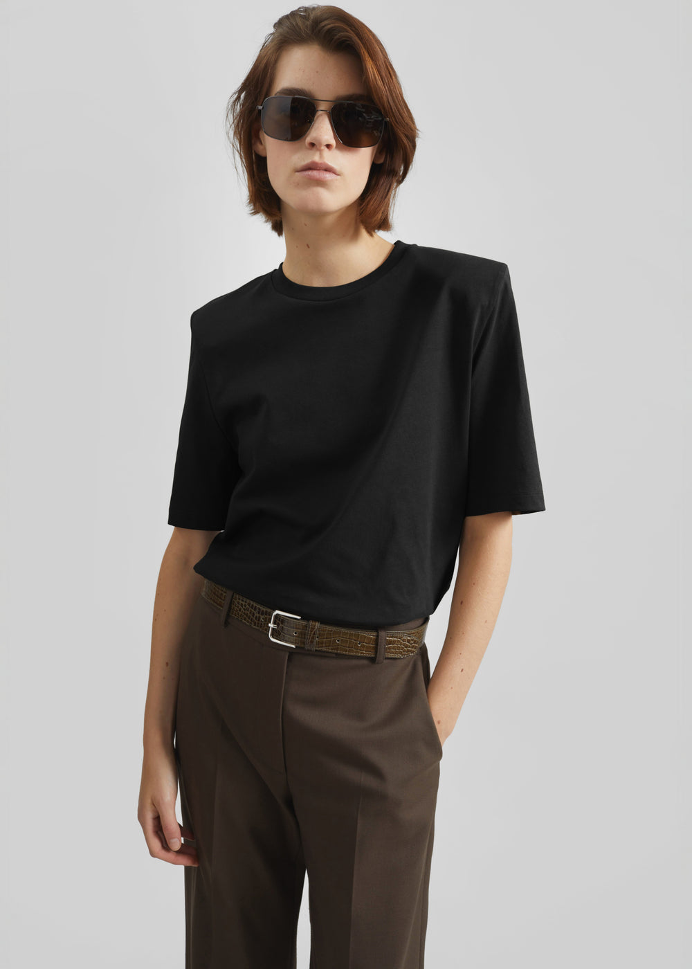 Carrington Padded Shoulder Tee - Black