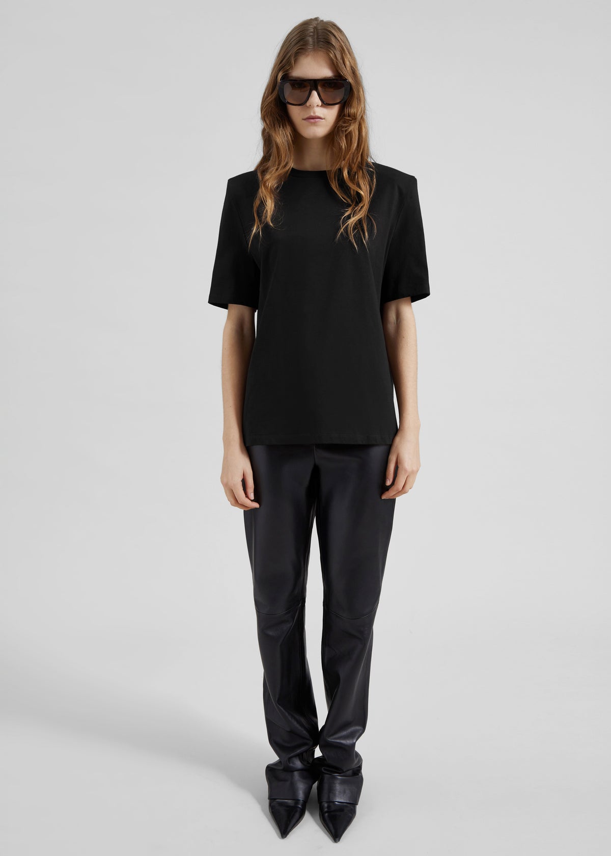 Kelan Padded Cropped Tee - Black – The Frankie Shop