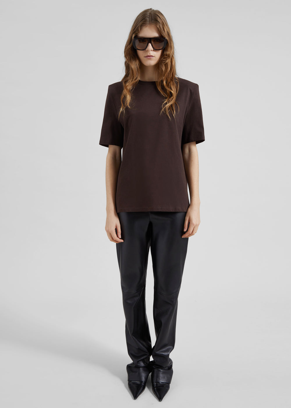 Carrington Padded Shoulder Tee - Brown