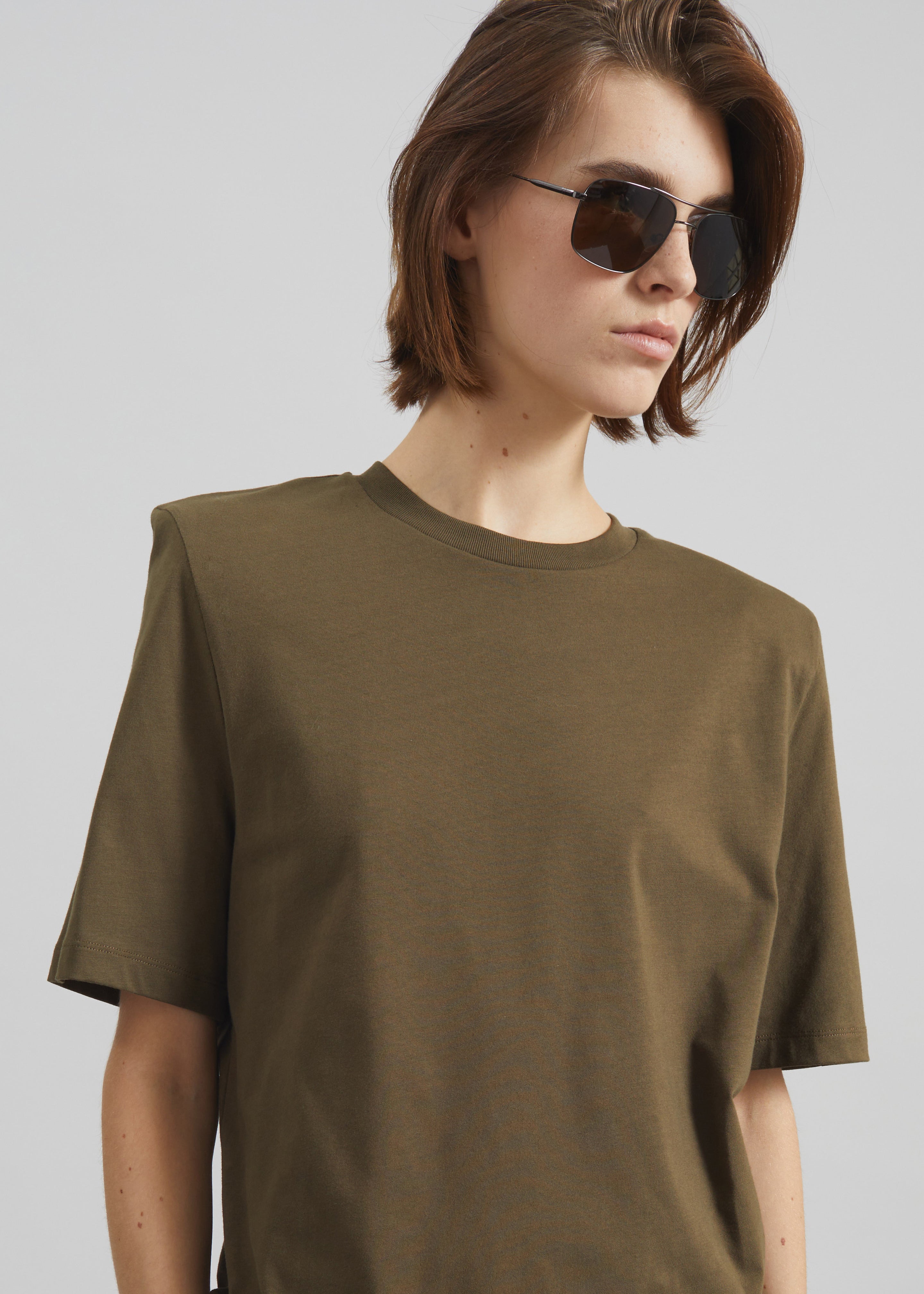 Carrington Padded Shoulder Tee - Olive - 4