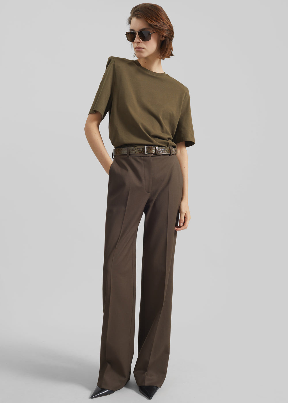 Carrington Padded Shoulder Tee - Olive - 1