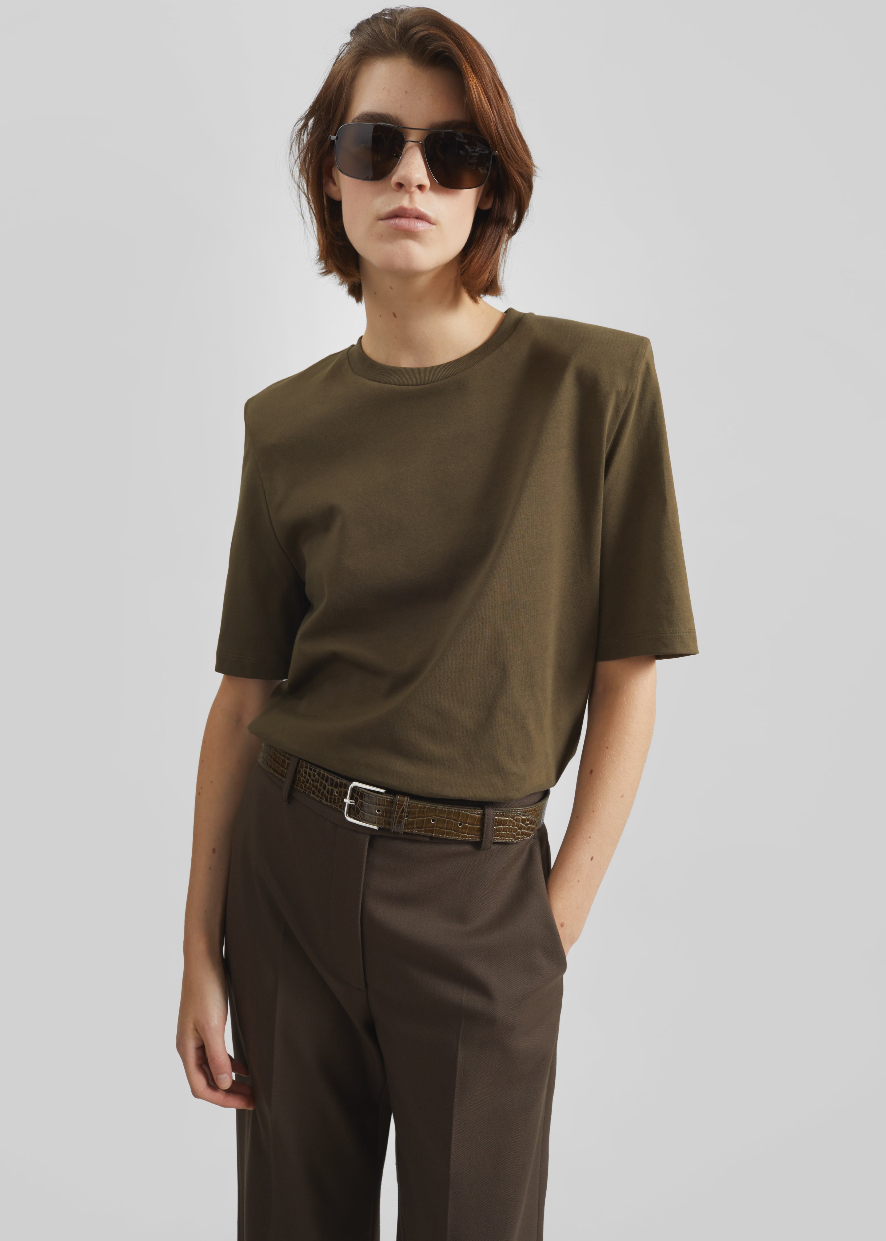 Carrington Padded Shoulder Tee - Olive - 3