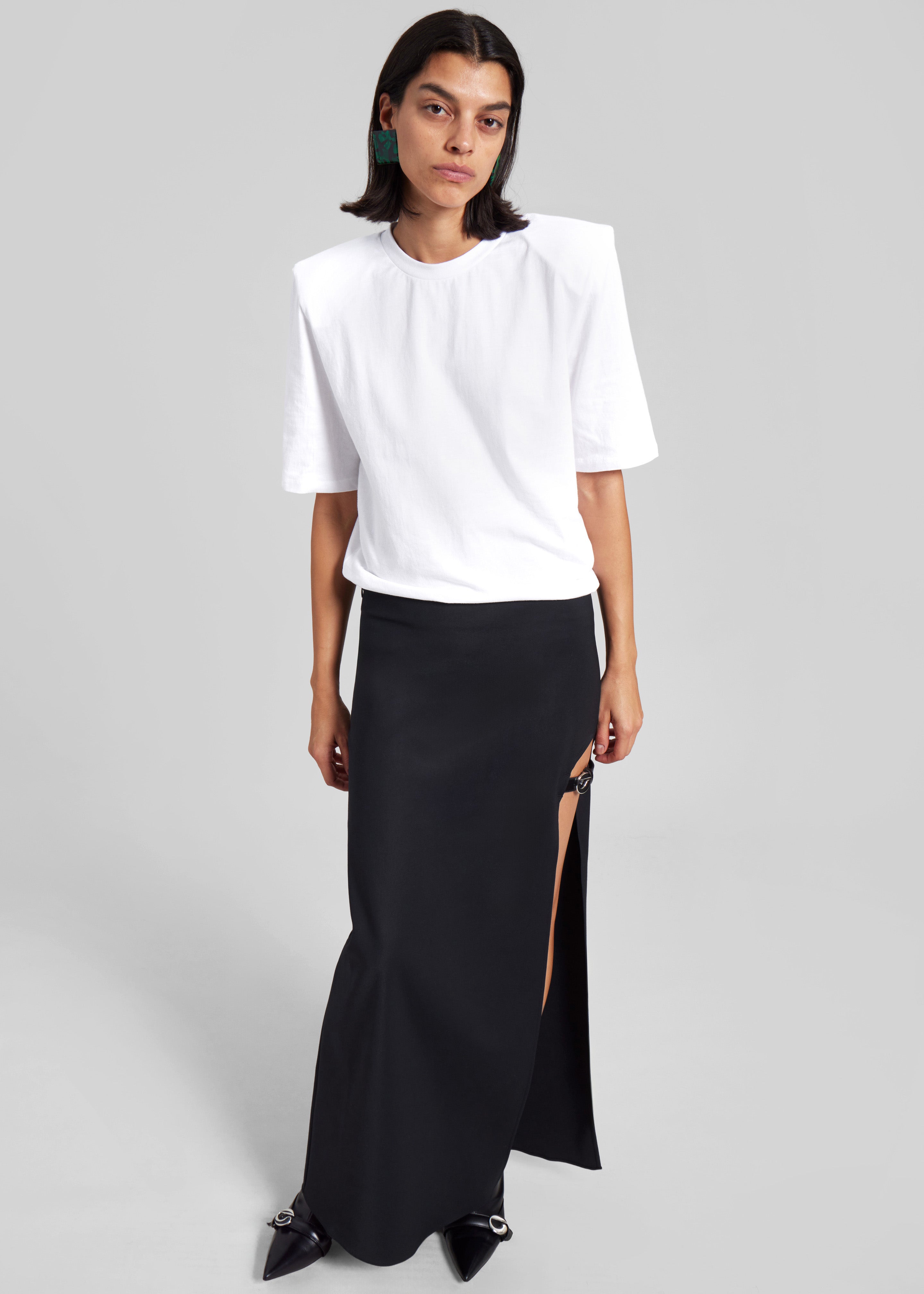 Carrington Padded Shoulder Tee - White - 5