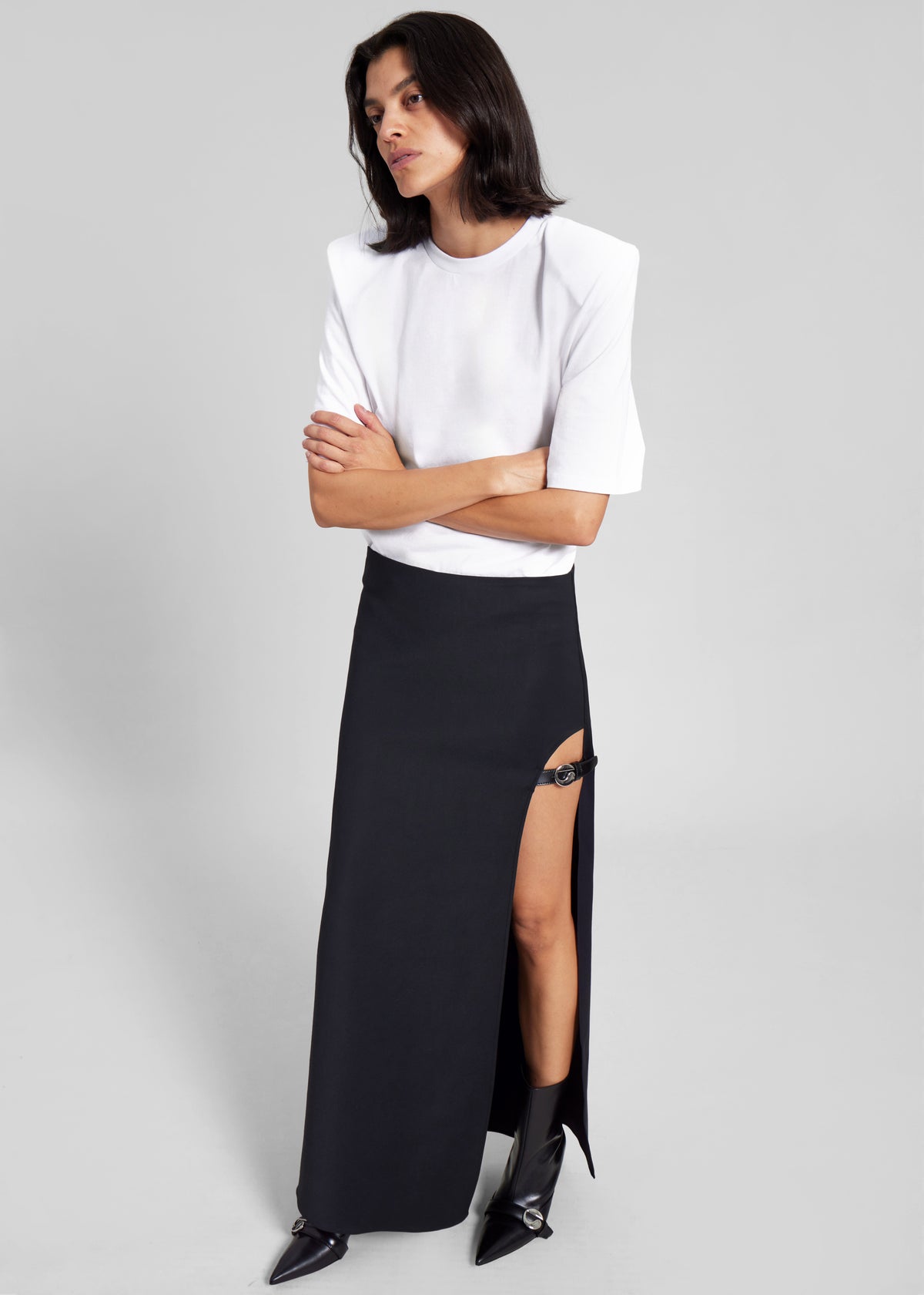 Carrington Padded Shoulder Tee - White - 2