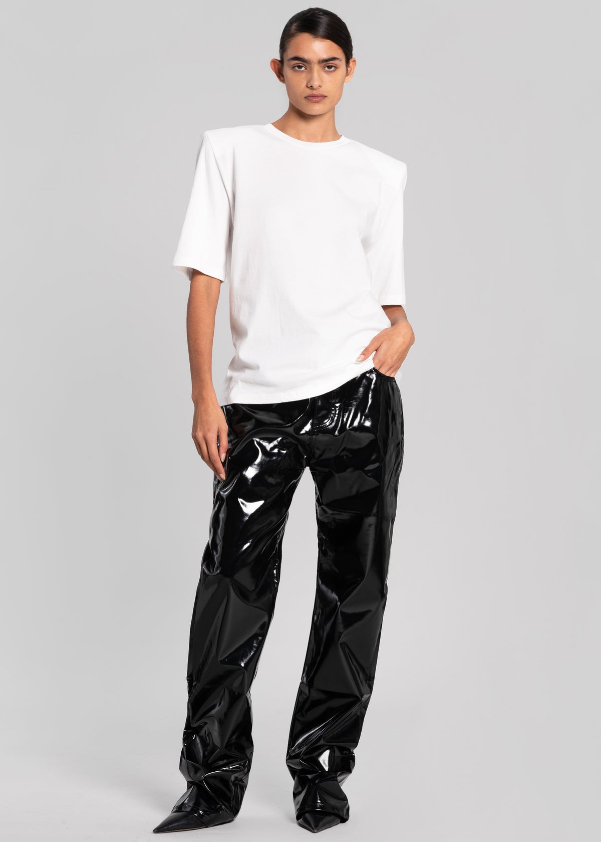 Carrington Padded Shoulder Tee - White - 8