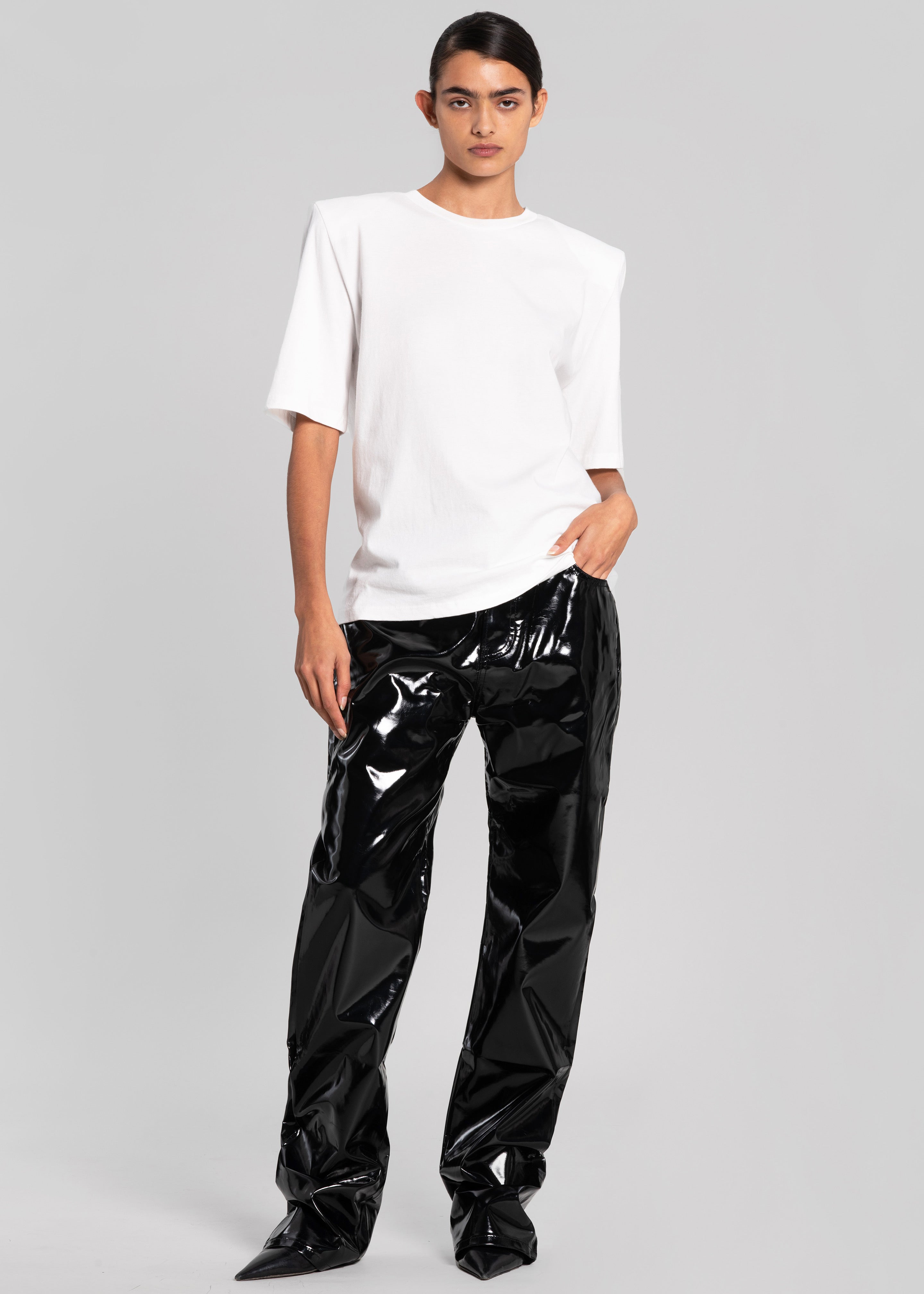 Carrington Padded Shoulder Tee - White - 8