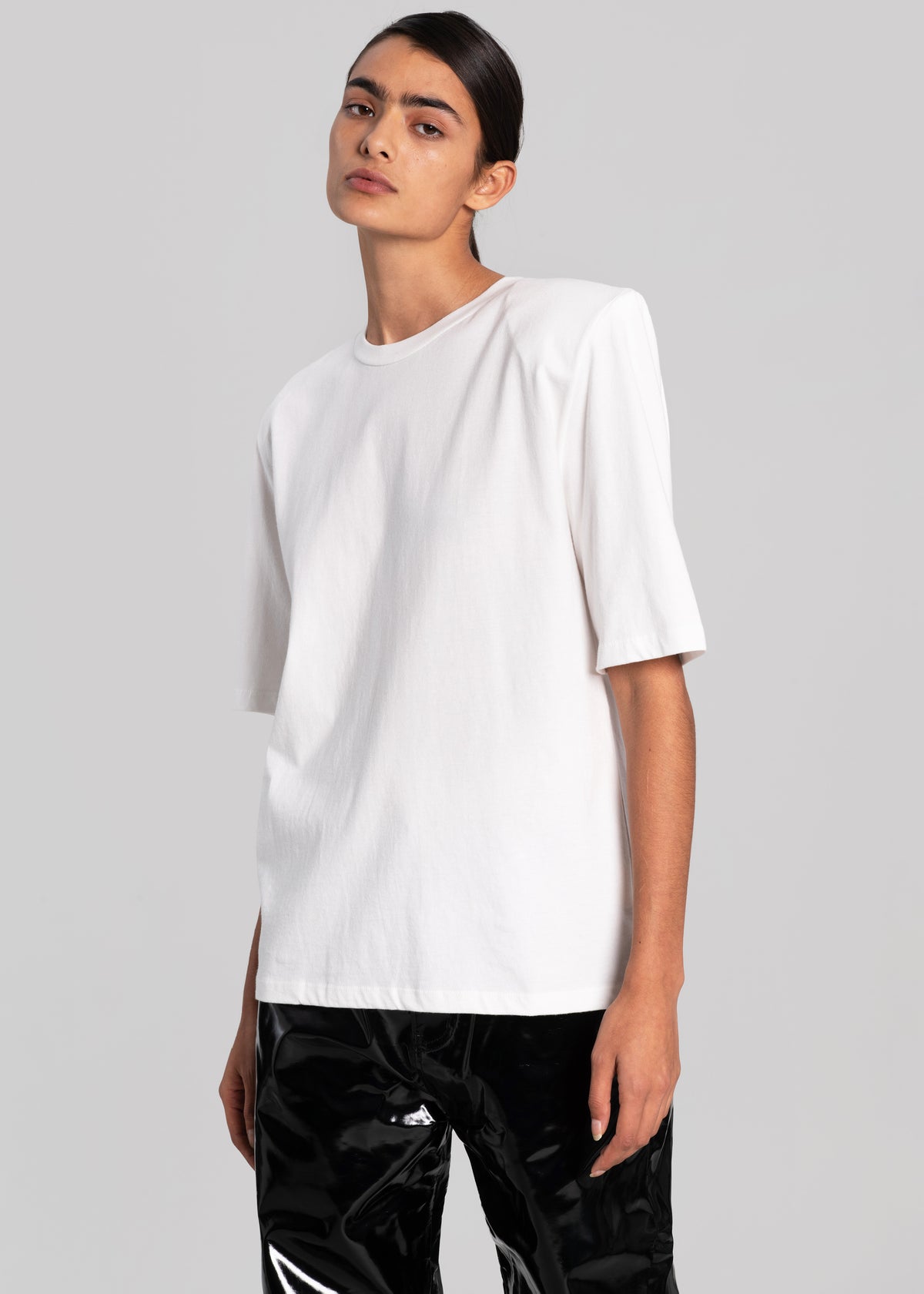 Carrington Padded Shoulder Tee - White - 4