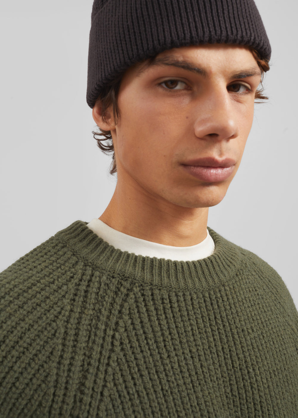 Carter Crew Neck Sweater - Olive - 1