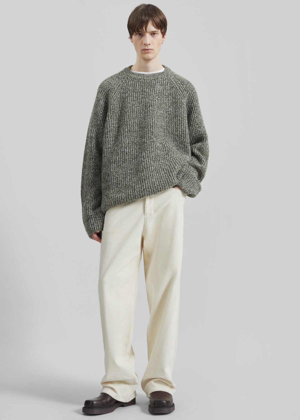 Carter Crew Neck Sweater - Olive/White - 6