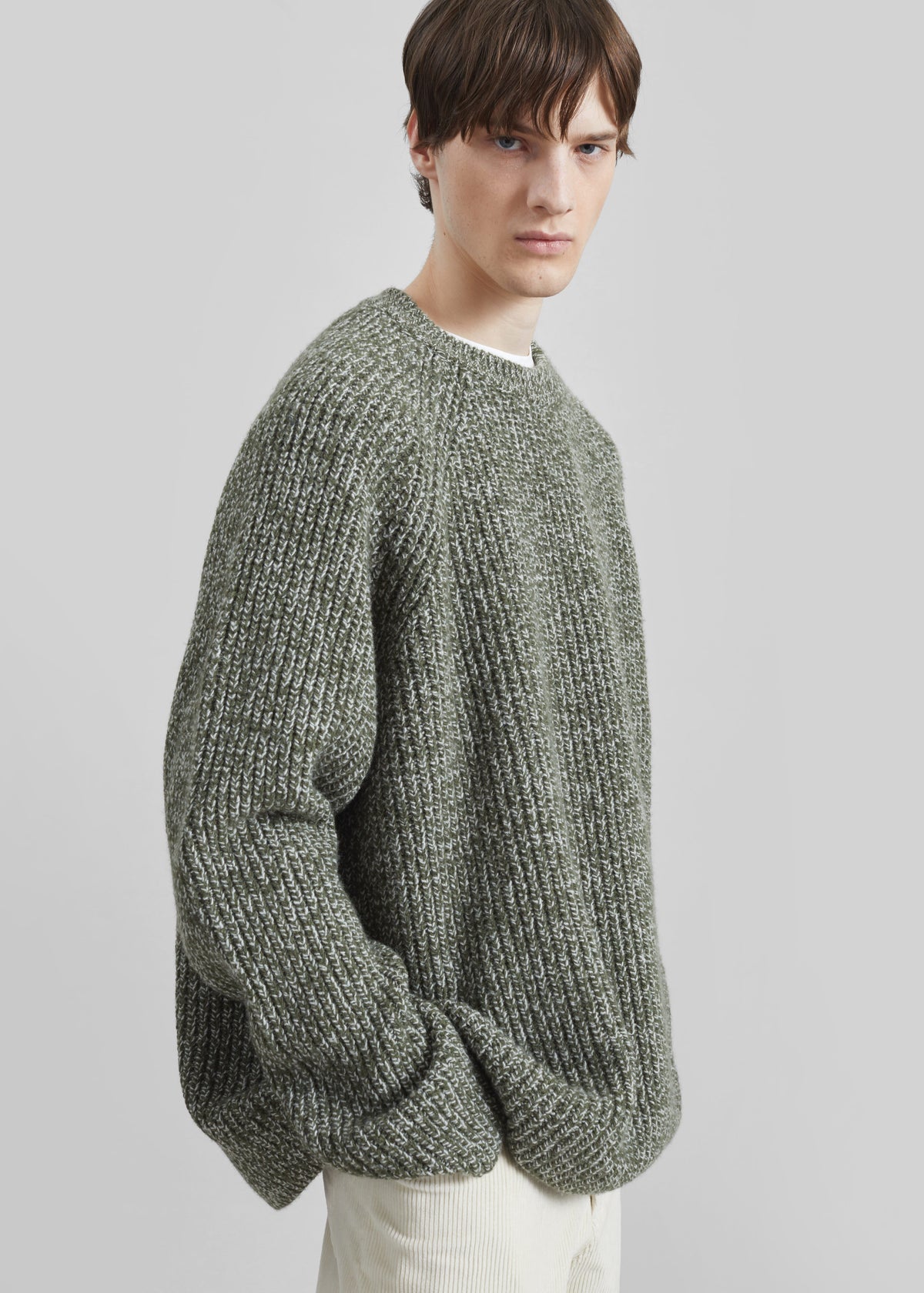 Carter Crew Neck Sweater - Olive/White - 4