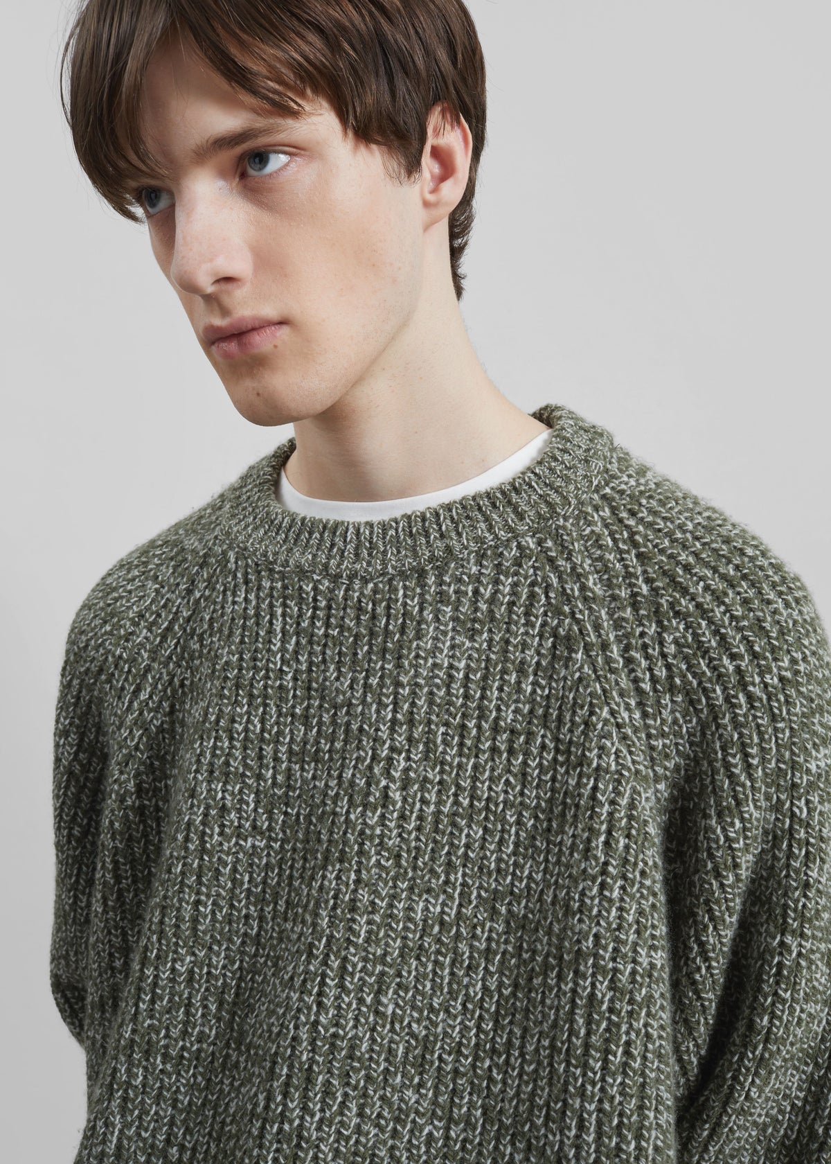 Carter Crew Neck Sweater - Olive/White - 3
